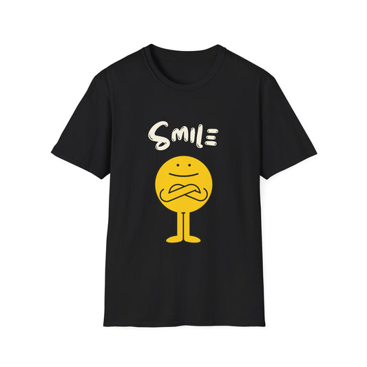 Smile Angry Emoji T-Shirt — Funny Yellow Emoticon Graphic Tee - Creations by Chris and Carlos