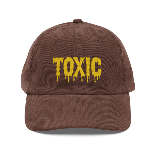 Vintage Corduroy Cap — Embroidered "TOXIC" Drip Graphic - Creations by Chris and Carlos
