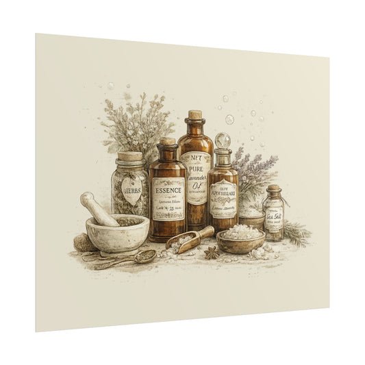 Herbal Apothecary Rolled Poster — Vintage Botanical Bottles Wall Art - Creations by Chris and Carlos