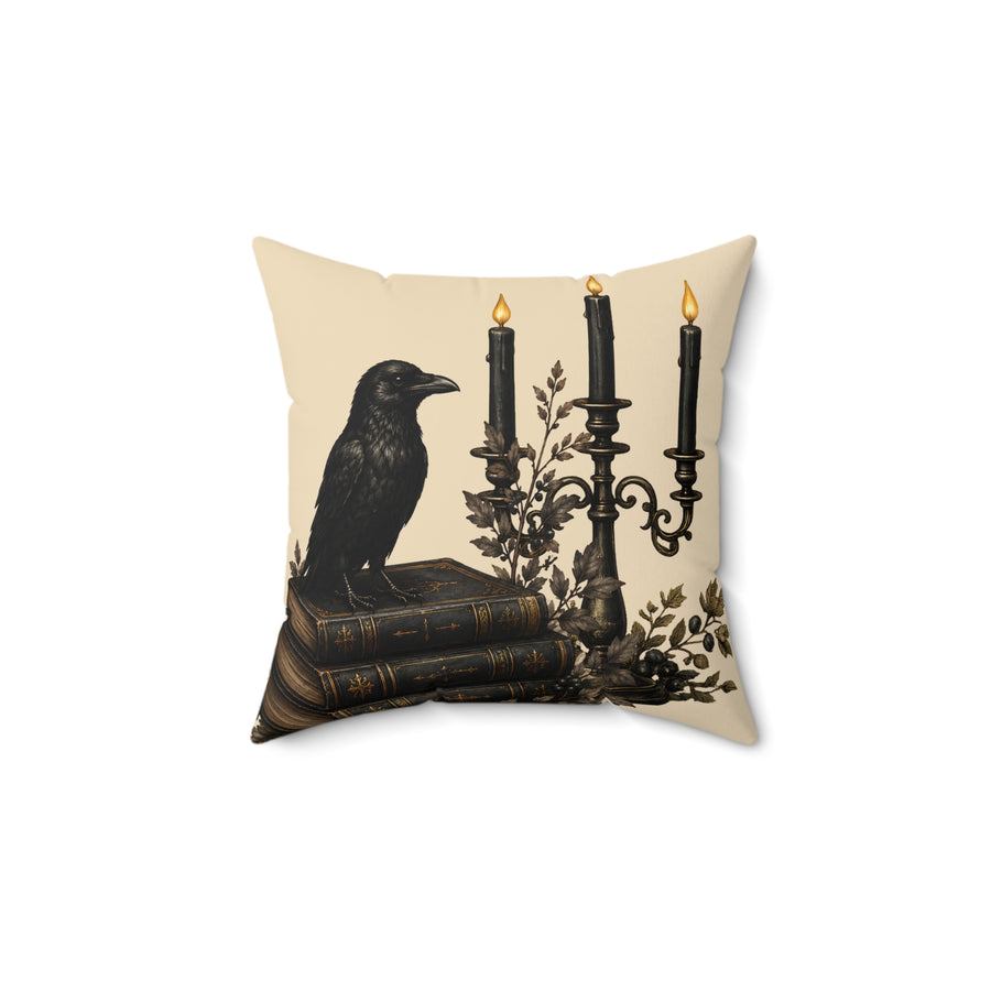 Gothic Rose & Raven Throw Pillow – Old Soul Halloween Hollow™ | Black Lantern Society
