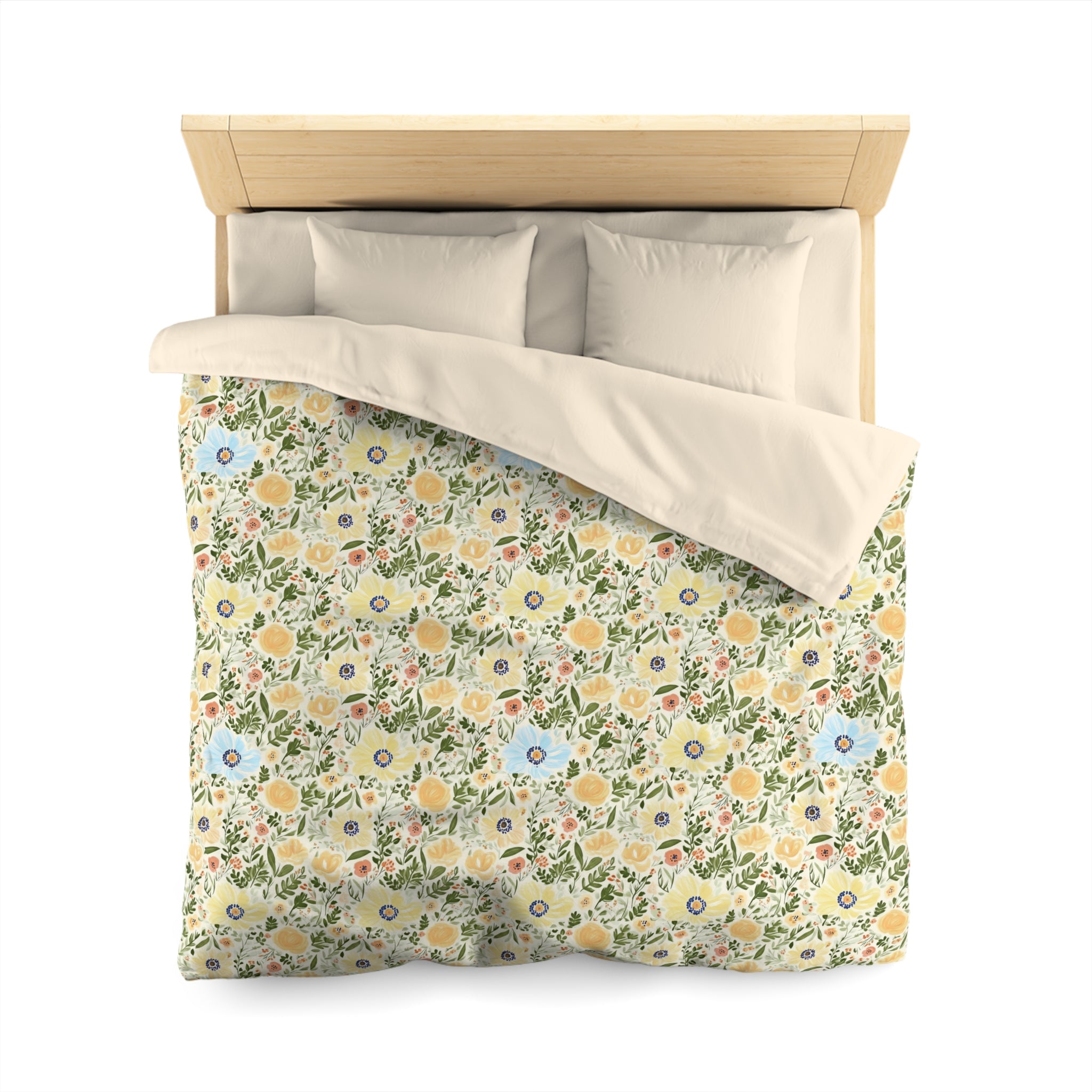 The Artisanal Flora Gallery Vintage Floral Duvet Cover — Pastel Wildflower Microfiber Bedding - Creations by Chris and Carlos