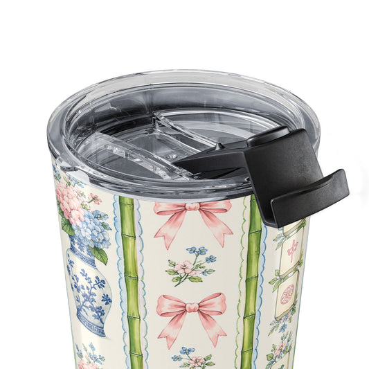 20oz Floral Chinoiserie Stainless Tumbler – Bamboo & Porcelain Pattern - Creations by Chris and Carlos