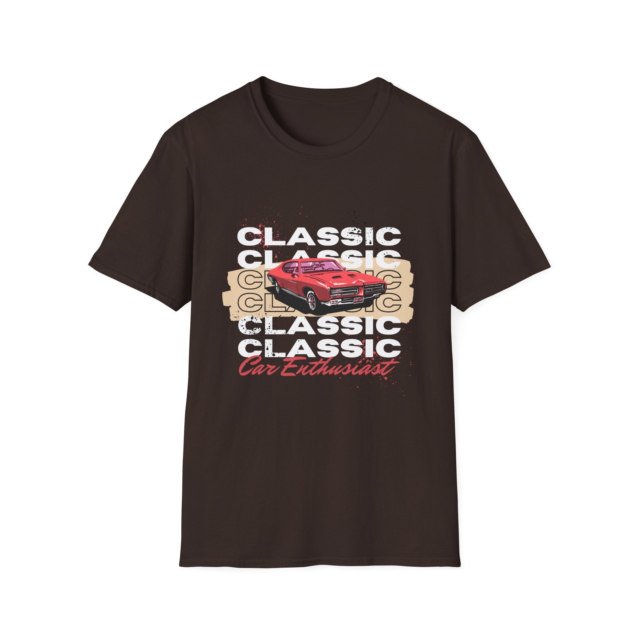 Classic Car Enthusiast T-Shirt — Vintage Red Muscle Car Graphic - Creations by Chris and Carlos