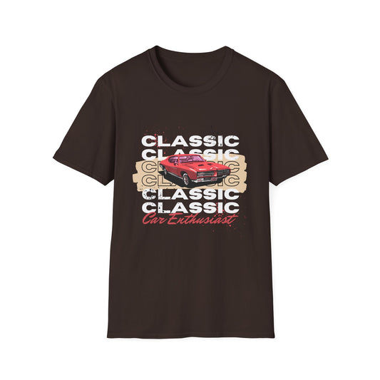 Classic Car Enthusiast T-Shirt — Vintage Red Muscle Car Graphic - Creations by Chris and Carlos