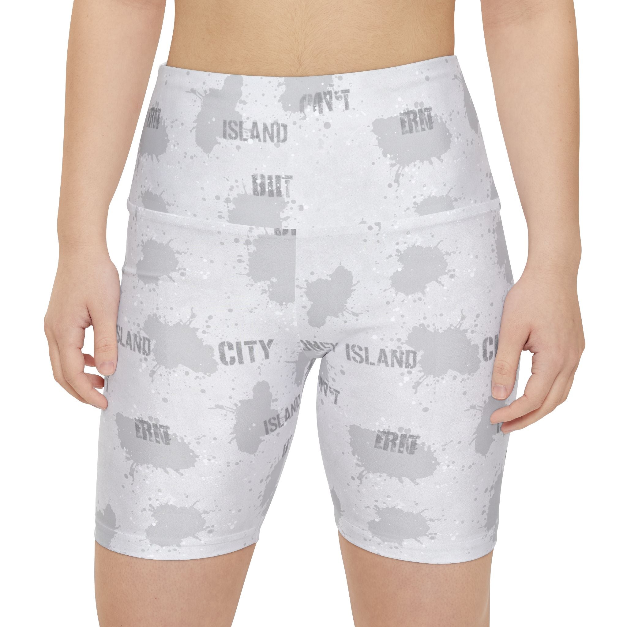 Coney Island City Gray Splatter Women's Workout Shorts - Creations by Chris and Carlos