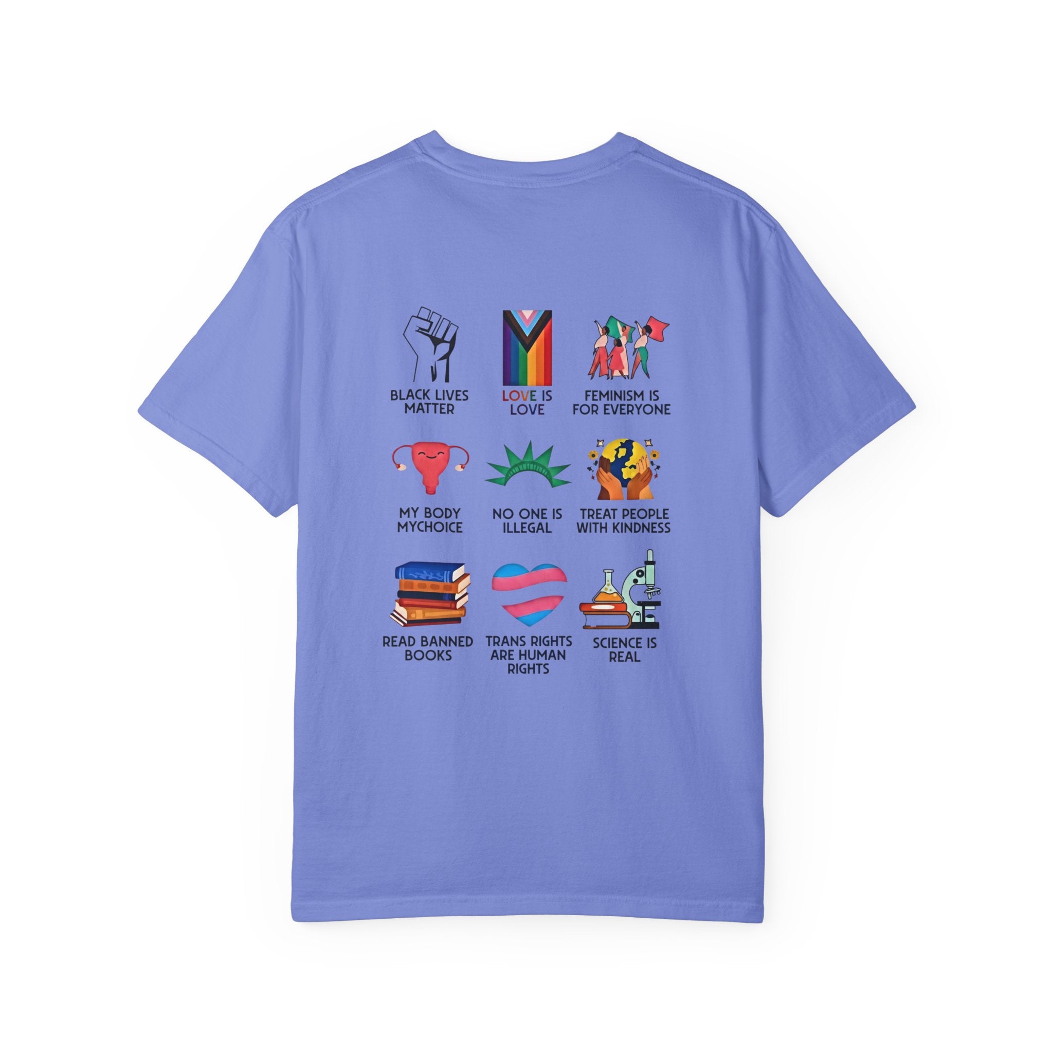 T-Shirt — "Big Fan of Human Rights" Graphic Tee (Equality & Activism Icons) - Creations by Chris and Carlos
