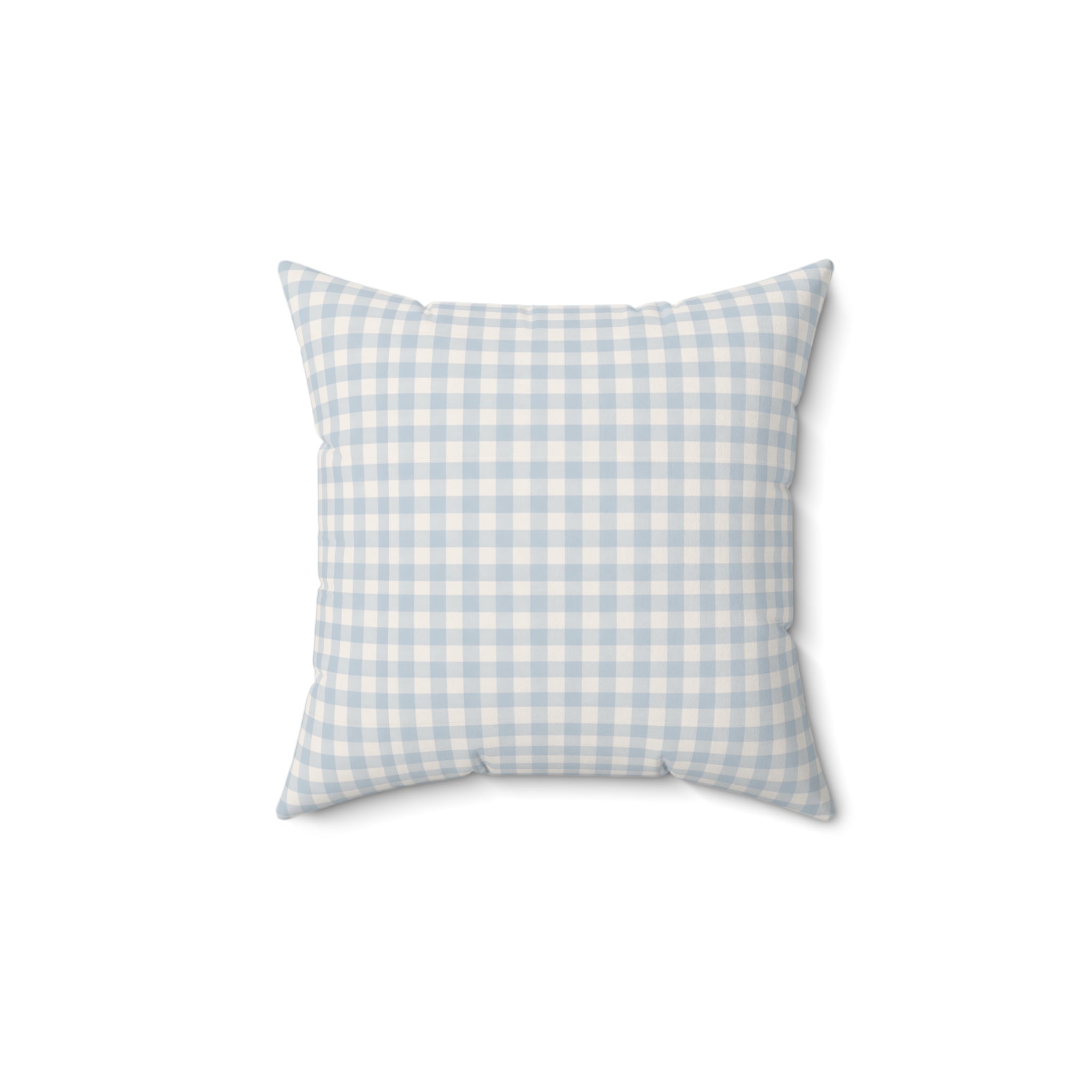 Gingham Faux Suede Square Pillow — Light Blue Check Decorative Throw Pillow - Creations by Chris and Carlos