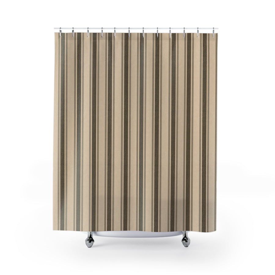 Beige Harvest Stripe Shower Curtain – Old Soul Harvest Hallow™ | Autumn Home