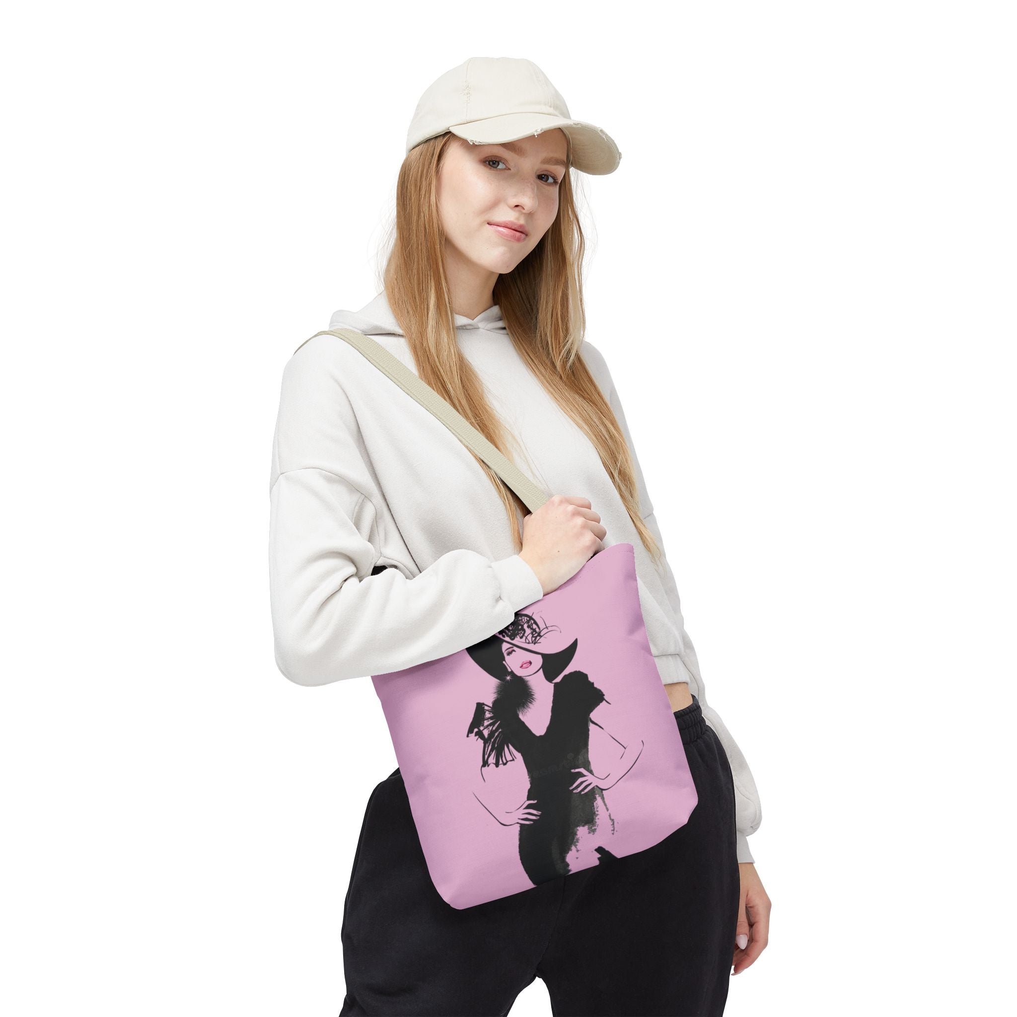Fashion Illustration Tote Bag — Chic Pink Lady Print - Creations by Chris and Carlos