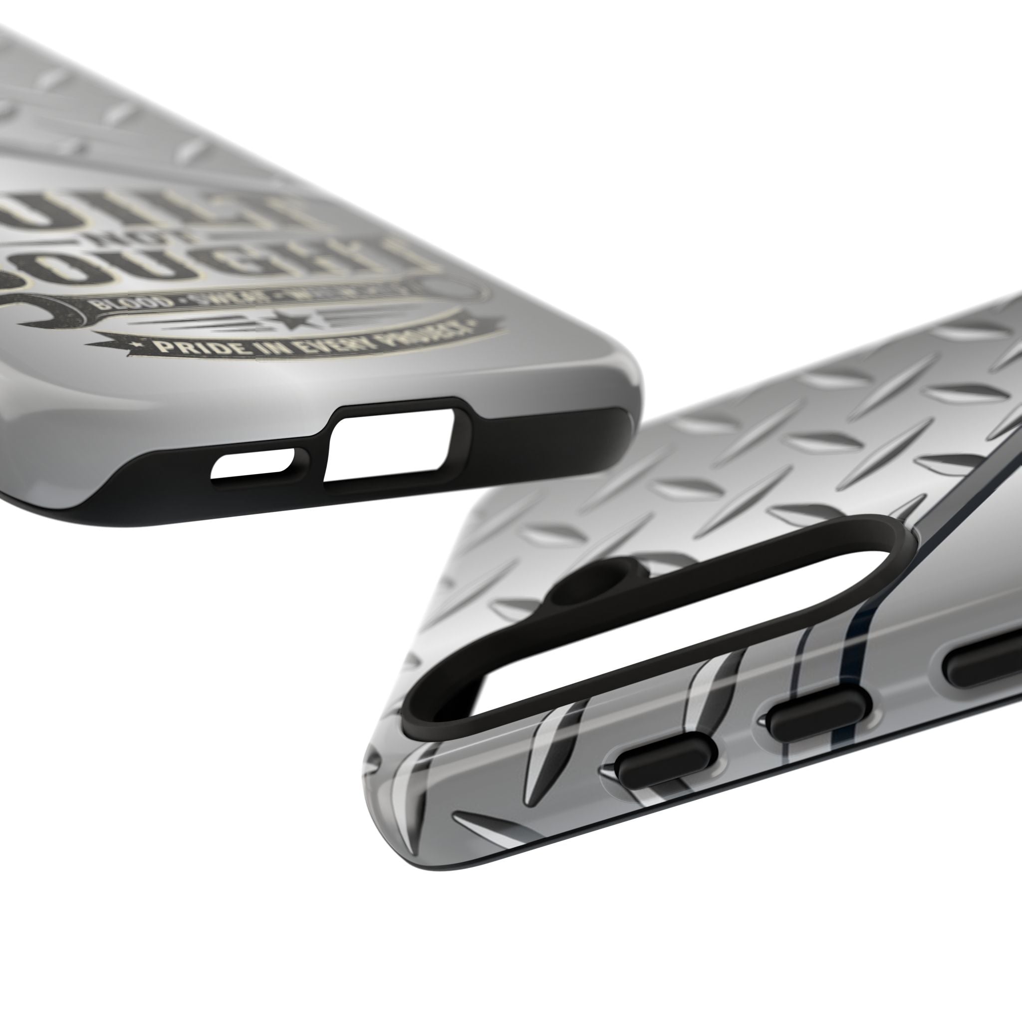 Built Not Bought Metal Diamond-Plate Phone Case — Rugged Tool Lover Gift - Creations by Chris and Carlos