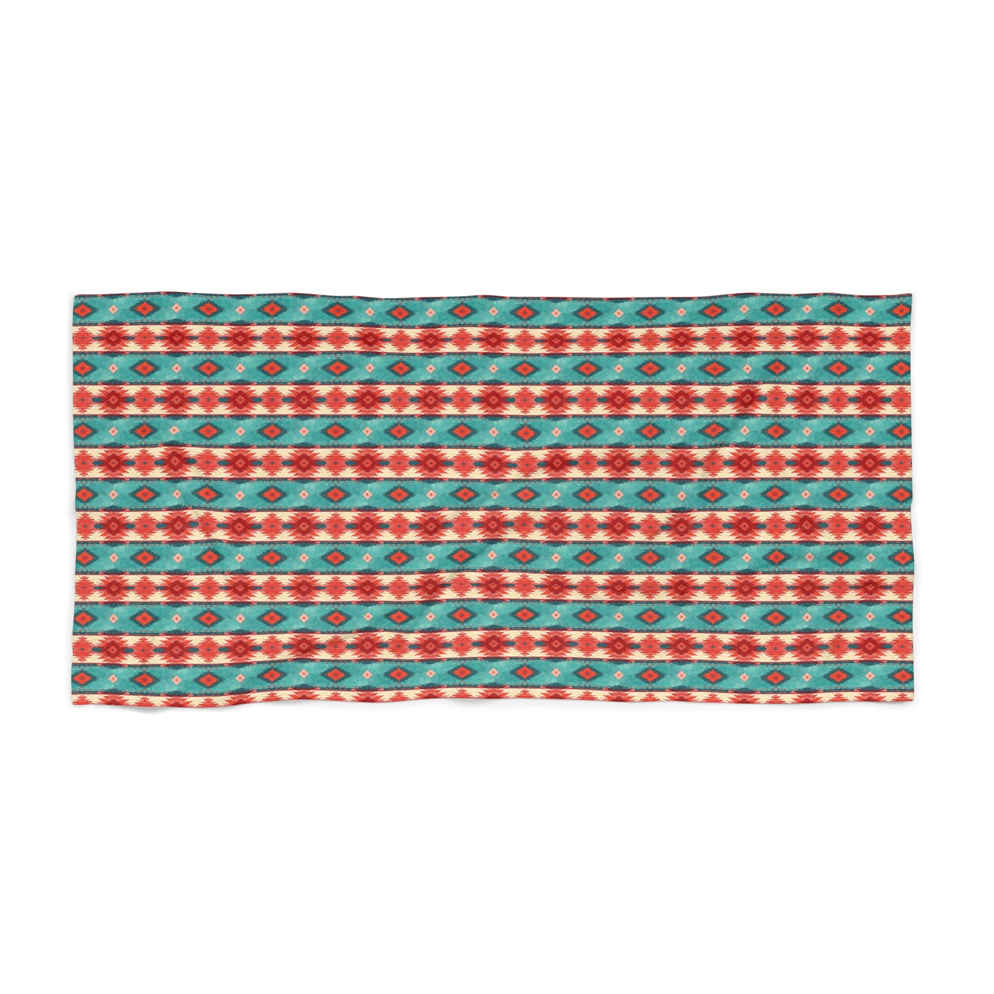 Boho Floral Seashell Beach Towel – Colorful Tribal Sun & Shell Design - Creations by Chris and Carlos
