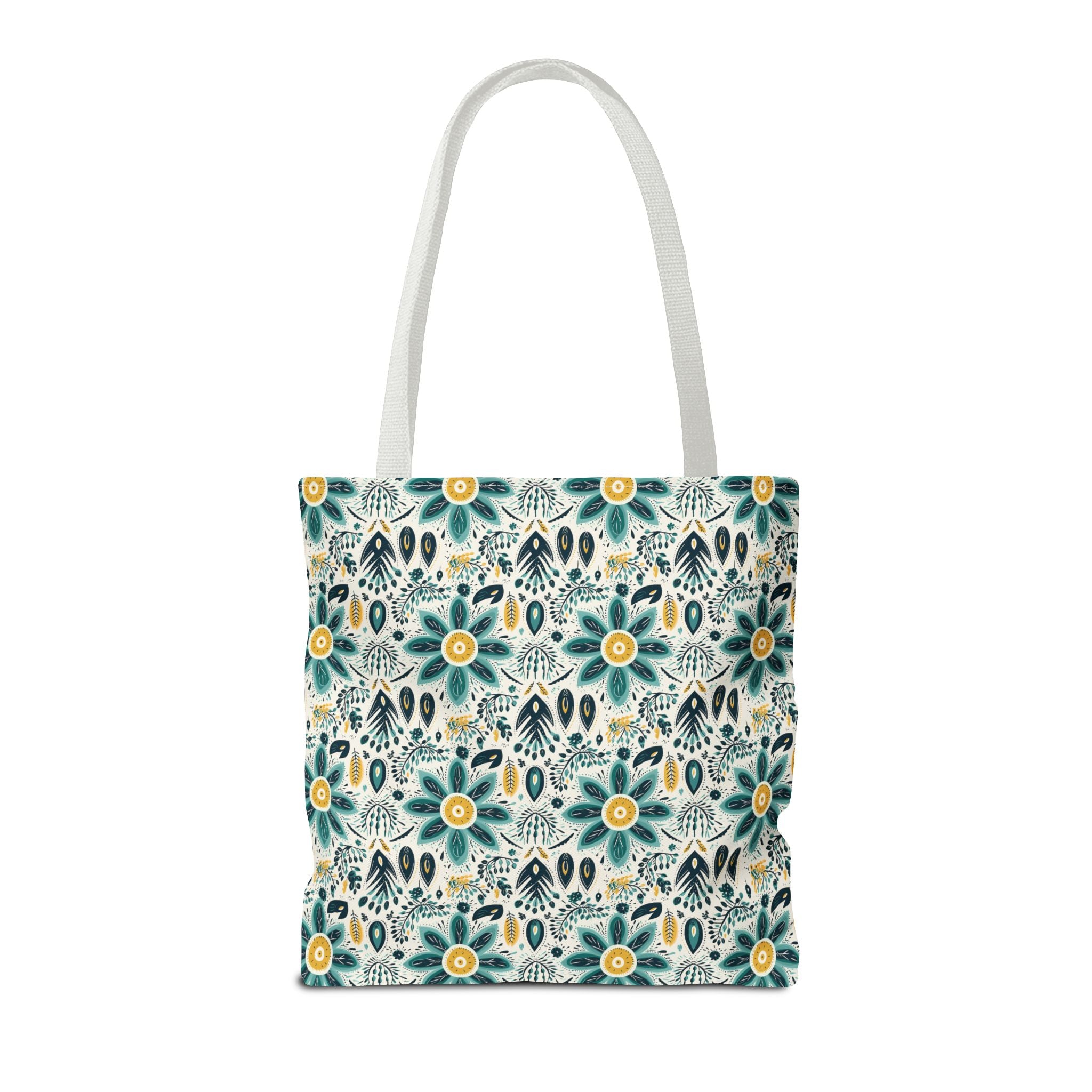 Sol y Alegría (Sun and Joy) Collection- Cactus Succulent Pattern Microfiber Blanket Soft Velveteen Throw for Home & Garden Lovers Floral Folk Art Tote Bag — Teal & Mustard All-Over Print - Creations by Chris and Carlos