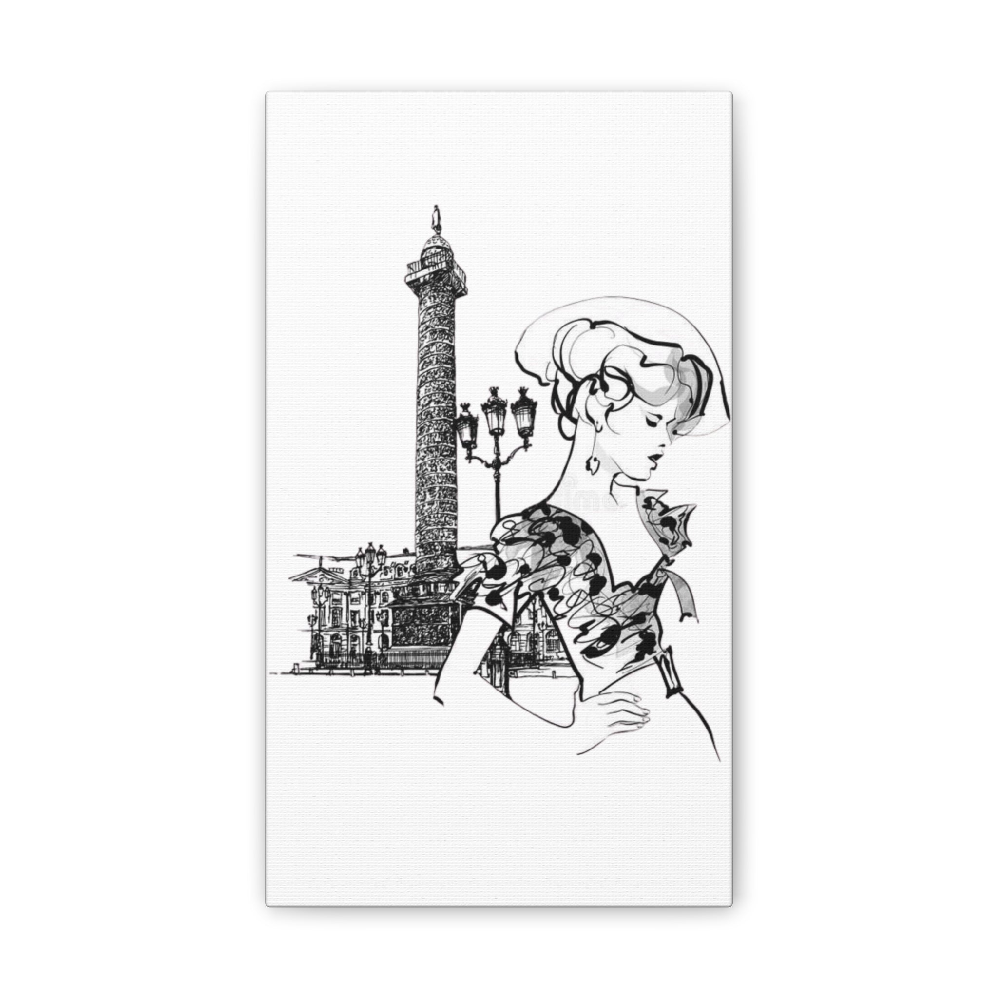 Parisian Fashion Sketch Canvas Stretched Art Print - Creations by Chris and Carlos