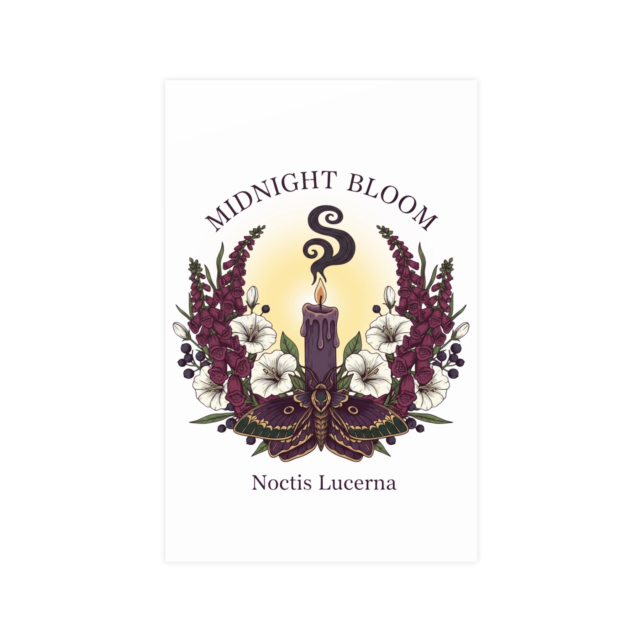 Midnight Bloom Poster — Botanical Candle Art Print (Noctis Lucerna) - Creations by Chris and Carlos
