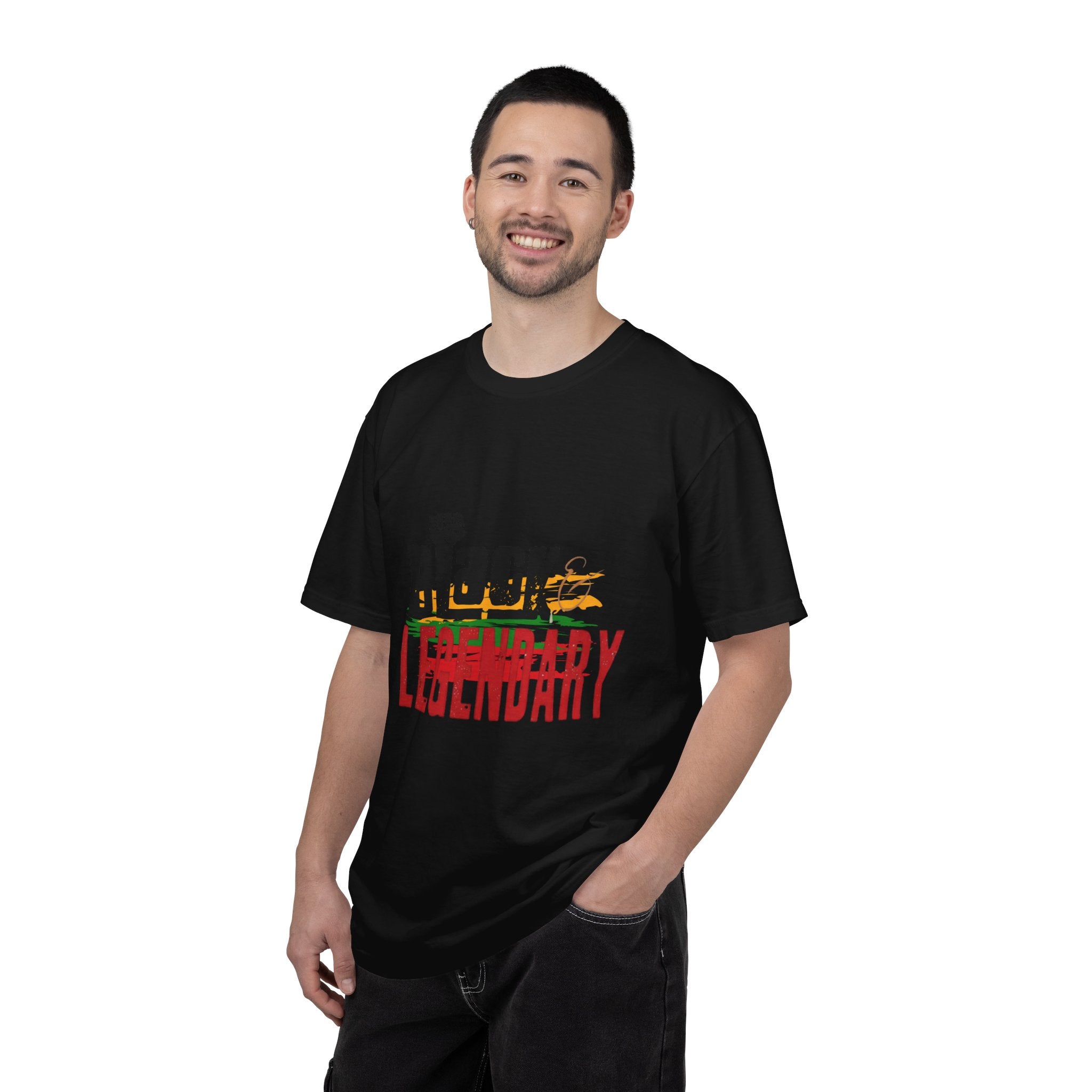 Black History Month- Legendary T‑Shirt "Black Is Legendary" Graphic Tee (Pan-African Colors) - Creations by Chris and Carlos