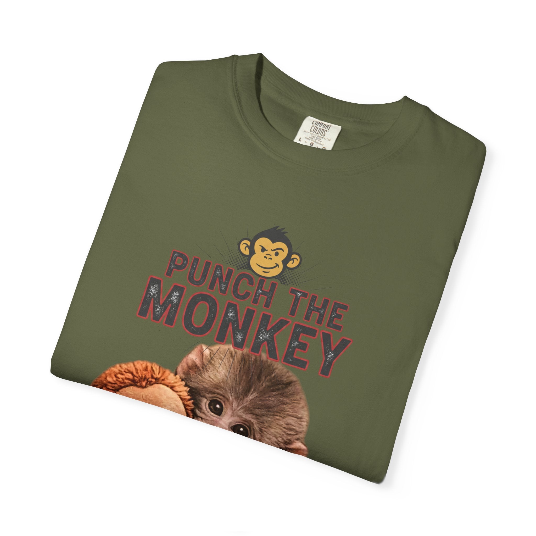 Punch the Monkey T-Shirt — Cute Baby Monkey with Plush Toy Graphic - Creations by Chris and Carlos
