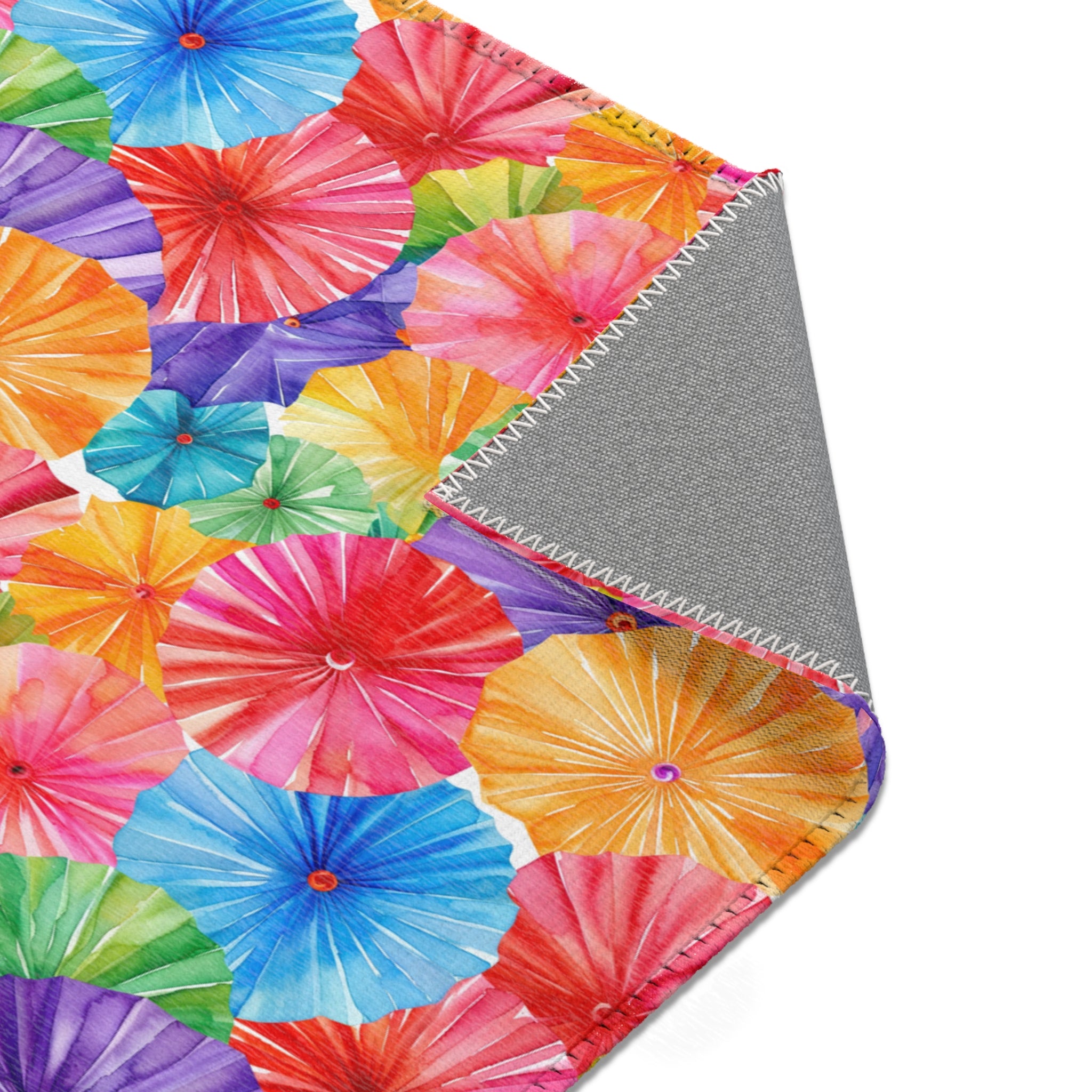 Sol y Alegría (Sun and Joy) Collection- Vibrant Umbrella Pattern Area Rug — Colorful Tropical Beach Vibe Accent Rug - Creations by Chris and Carlos