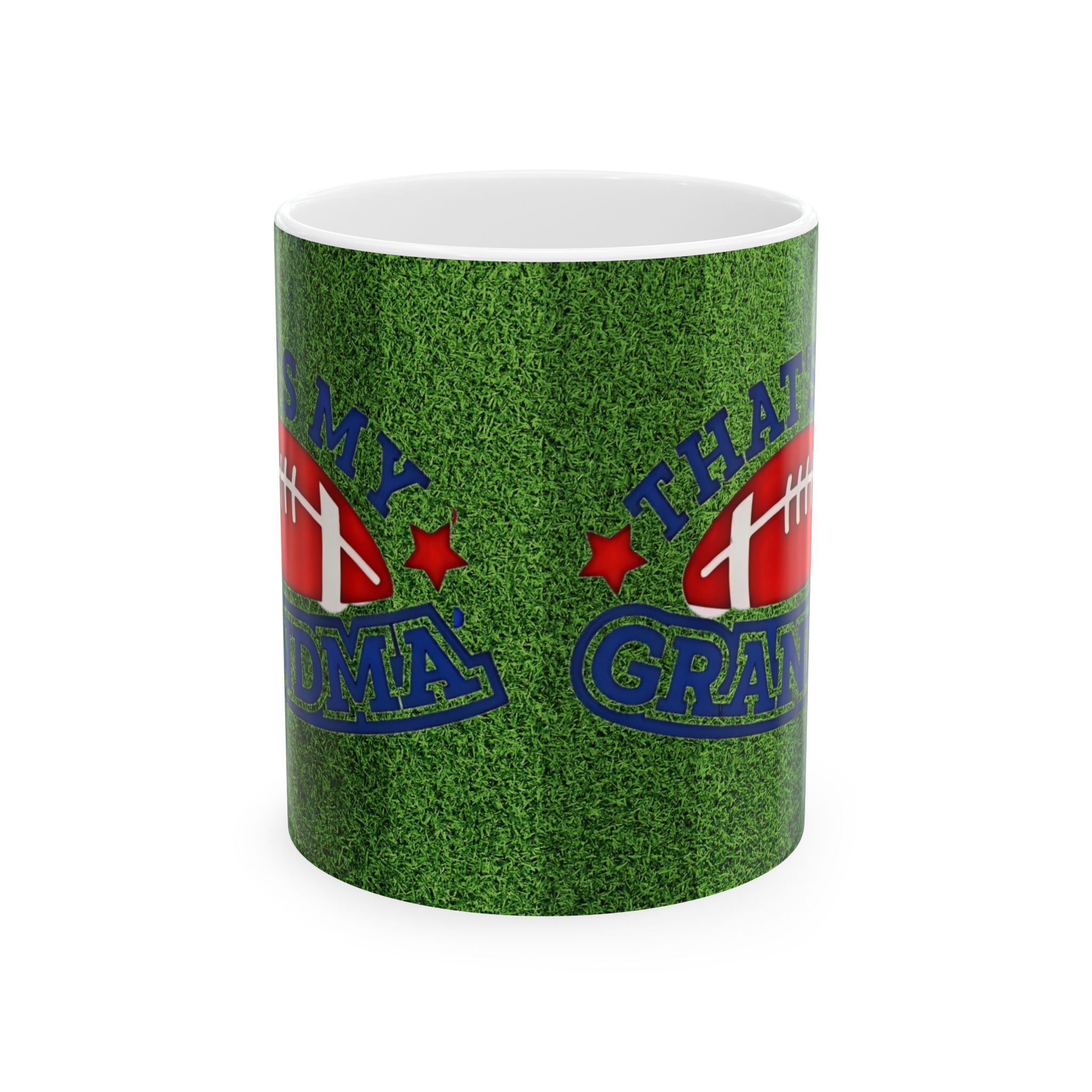 That’s My Grandma Football Mug — Green Field Ceramic Coffee Cup (11oz, 15oz) - Creations by Chris and Carlos