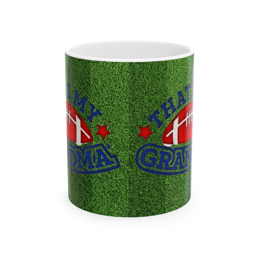 That’s My Grandma Football Mug — Green Field Ceramic Coffee Cup (11oz, 15oz) - Creations by Chris and Carlos