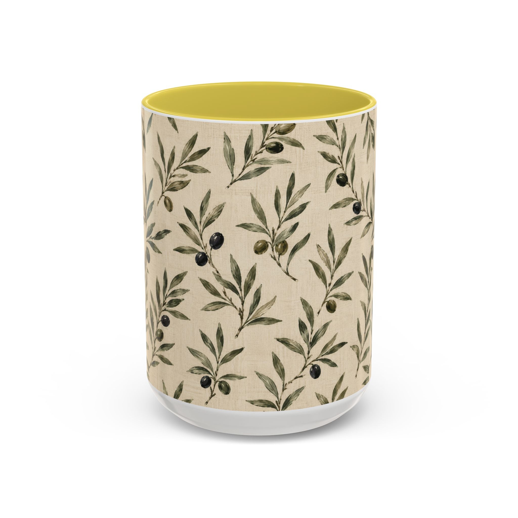 Olive Branch Pattern Ceramic Mug (11oz, 15oz) - Creations by Chris and Carlos