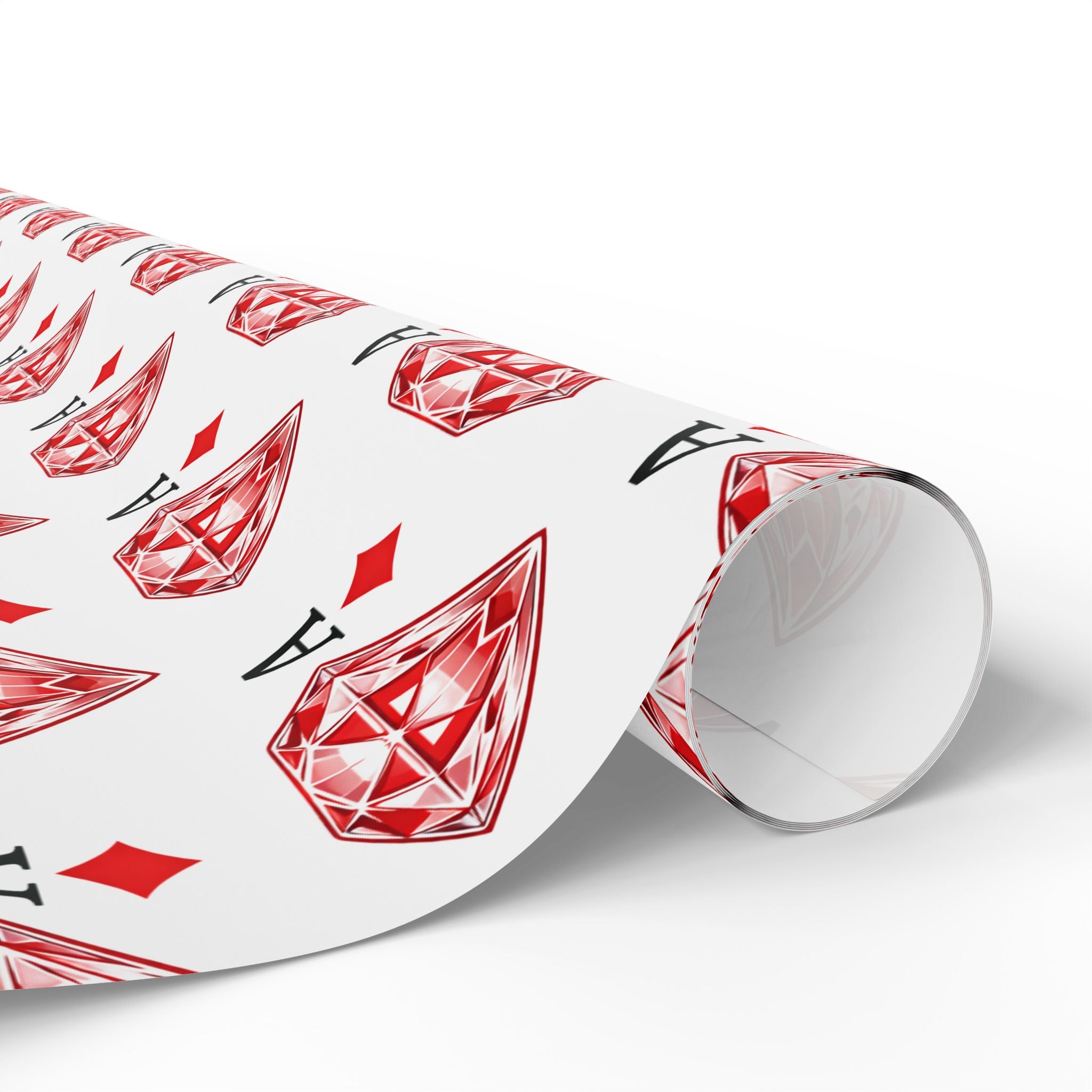 Wrapping Paper Roll — Red Ace of Diamonds Gem Pattern (Playing Card Gift Wrap) - Creations by Chris and Carlos