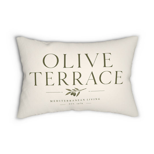 Olive Terrace Lumbar Pillow — Mediterranean Living Decorative Cushion - Creations by Chris and Carlos