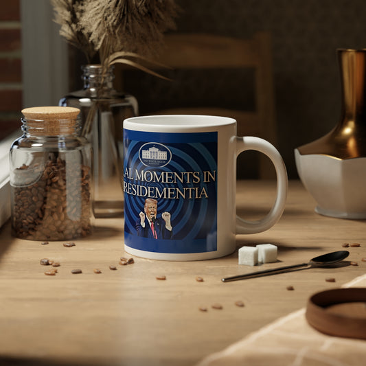 20oz Political Quote Jumbo Mug — "Moments in Real Time" Blue Novelty Coffee Cup - Creations by Chris and Carlos