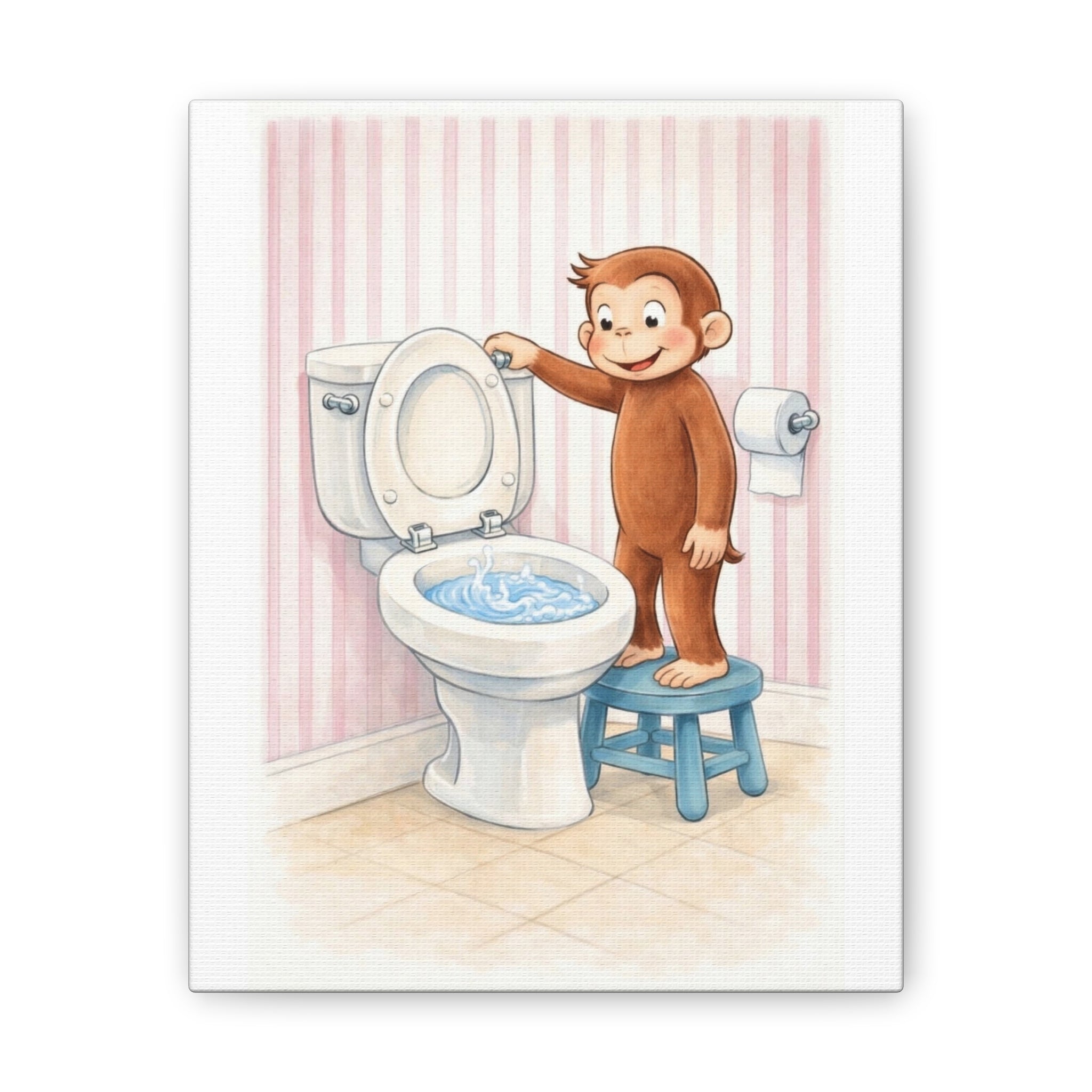 Curious George Potty Training Canvas Print — Nursery Wall Art - Creations by Chris and Carlos