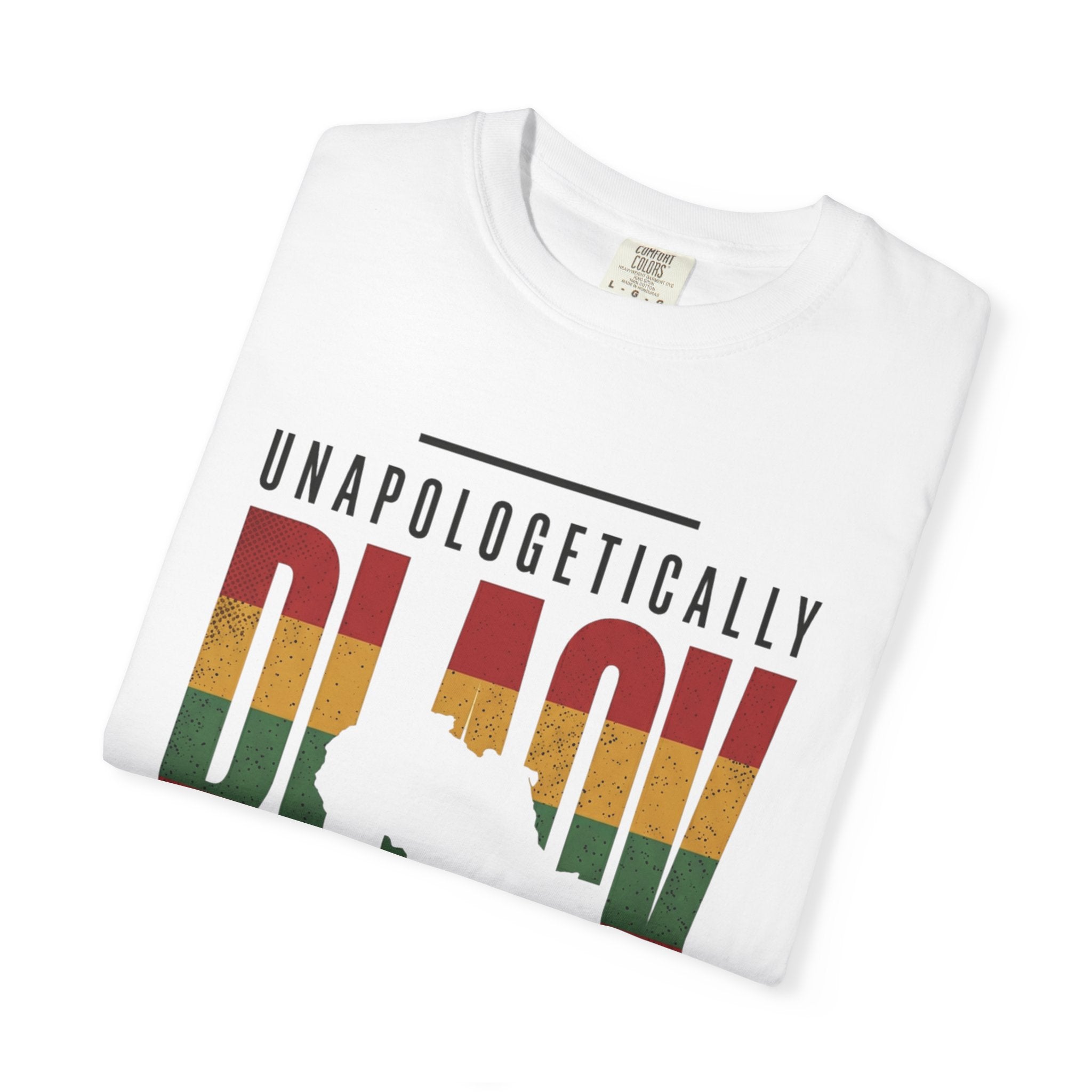 Unapologetically Black T-Shirt — Retro Pan-African Stripes - Creations by Chris and Carlos