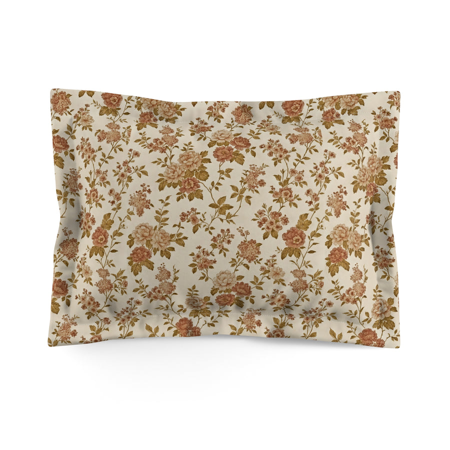 Plumstead Manor- Ivory Chic Floral Microfiber Pillow Sham, Cozy Bedroom Decor, Vintage Style Bedding, Gift for Home Lovers, Wedding Present - Creations by Chris and Carlos