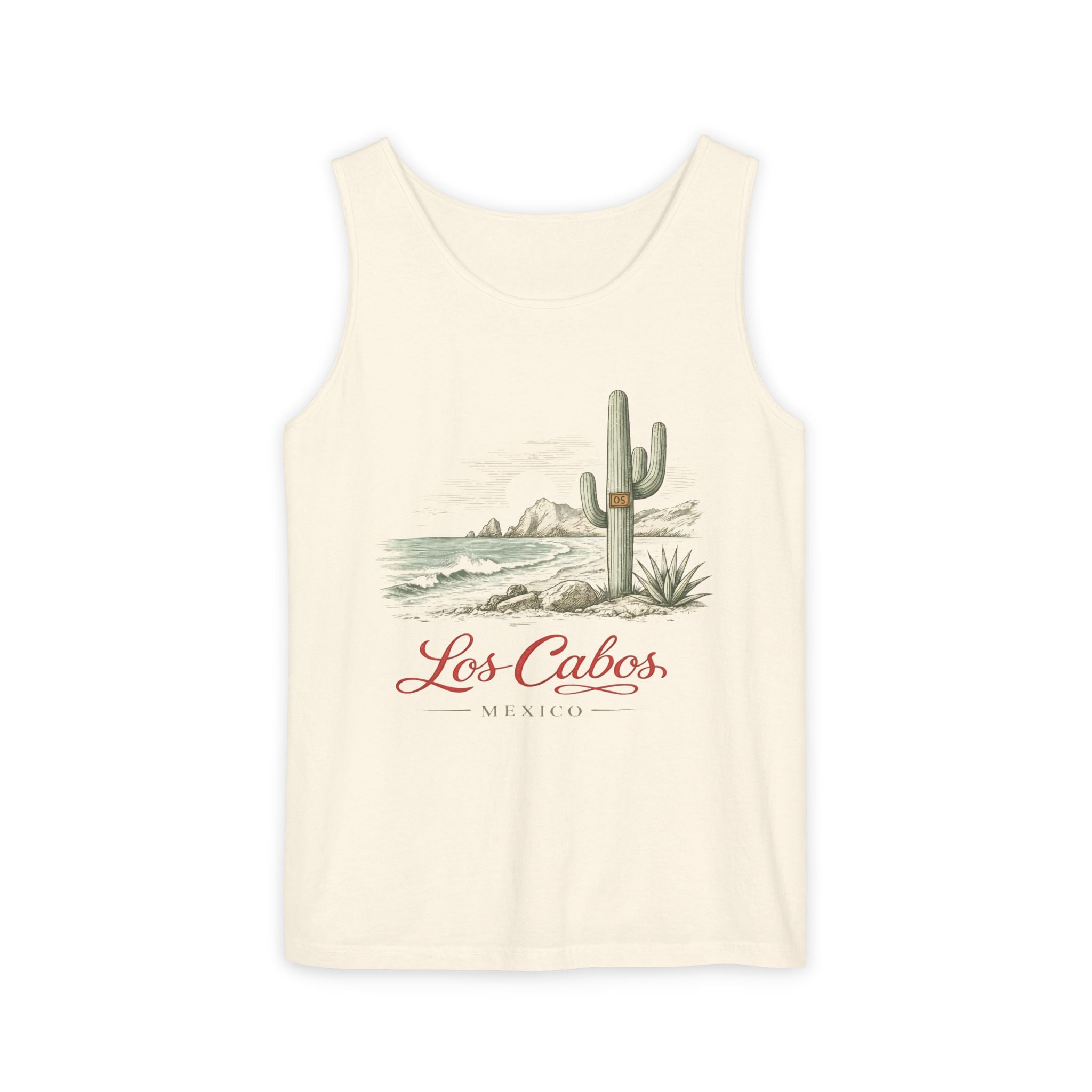 Los Cabos Cactus Beach Tank Top — Vintage Desert Coastal Vacation Tee - Creations by Chris and Carlos