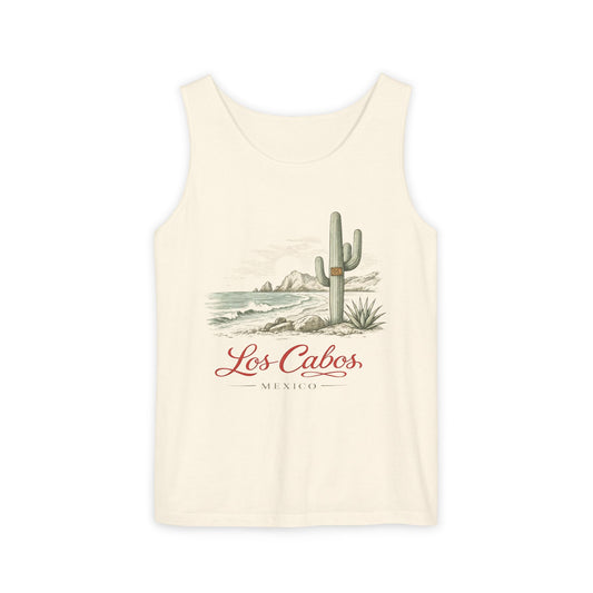Los Cabos Cactus Beach Tank Top — Vintage Desert Coastal Vacation Tee - Creations by Chris and Carlos