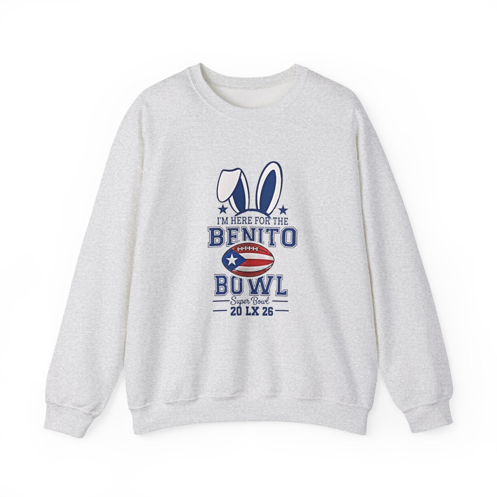 Benito Bowl Crewneck Sweatshirt – Patriotic Football Bunny Design - Creations by Chris and Carlos