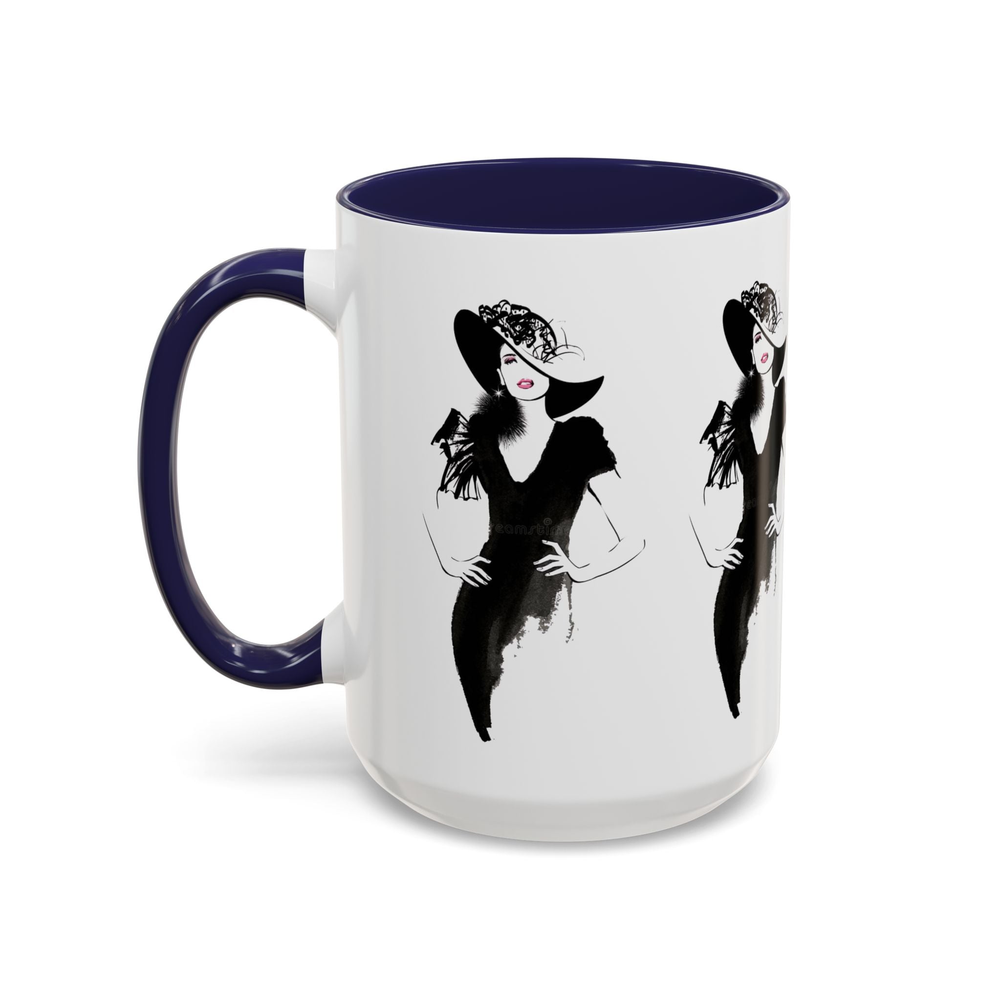 Elegant Lady Fashion Coffee Mug – Vintage Chic Black & White Accent - Creations by Chris and Carlos