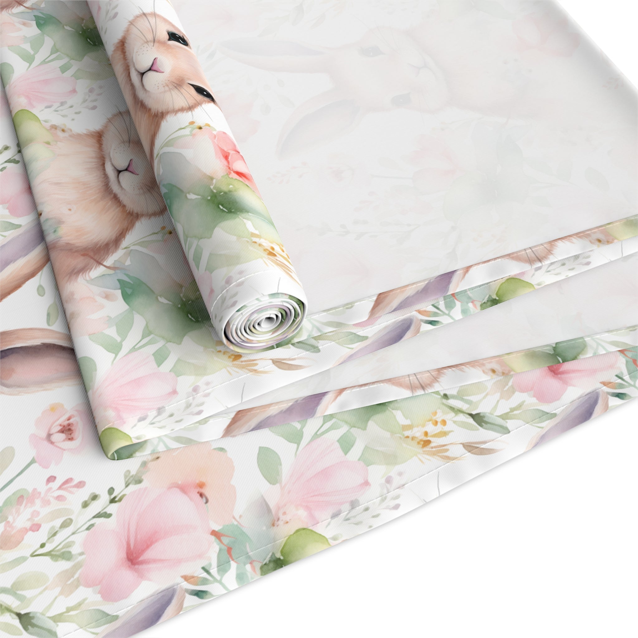 Easter Bunny Floral Table Runner — Spring Cotton-Poly Dining Decor - Creations by Chris and Carlos