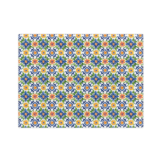 Sol y Alegría (Sun and Joy) Collection- Floral Mosaic Velveteen Blanket Blue & Yellow Microfiber Throw - Creations by Chris and Carlos