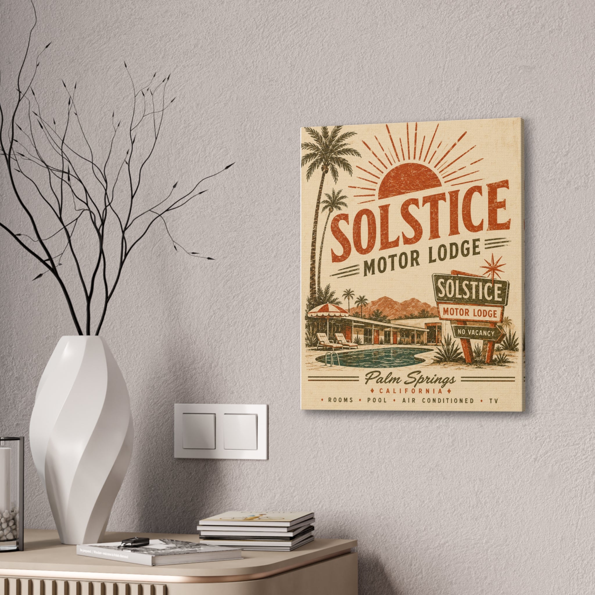 Solstice Motor Lodge Vintage Palm Springs Canvas Wall Art - Creations by Chris and Carlos