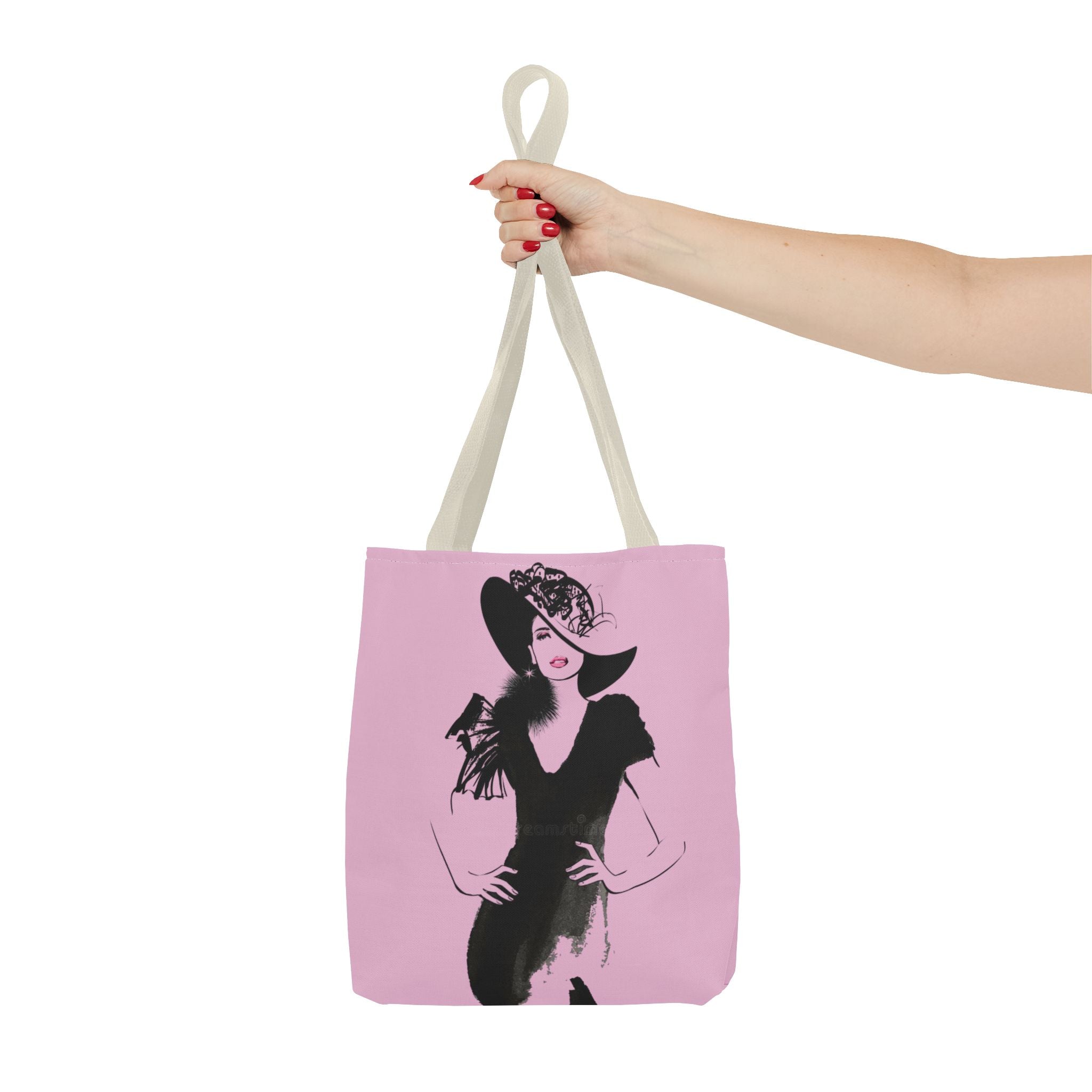 Fashion Illustration Tote Bag — Chic Pink Lady Print - Creations by Chris and Carlos
