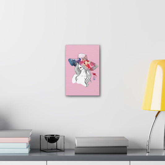 Watercolor Sun Hat Portrait Canvas Art – Fashion Illustration Wall Decor - Creations by Chris and Carlos