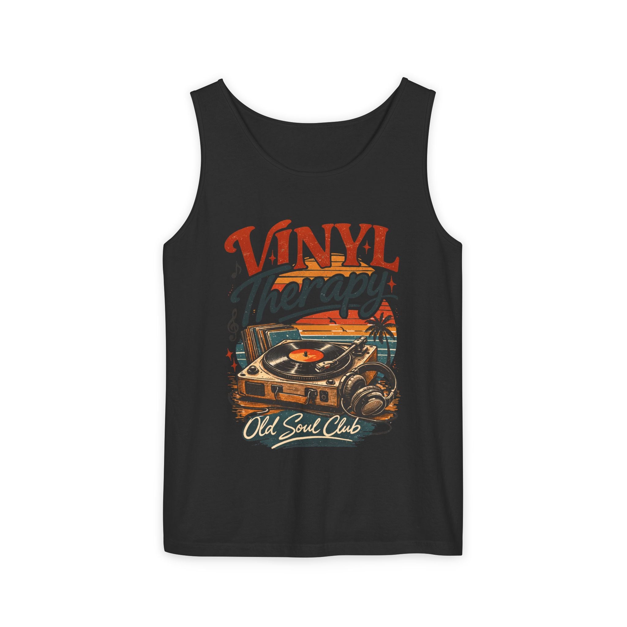 Vinyl Therapy Tank Top — Retro Record Player Music Shirt - Creations by Chris and Carlos