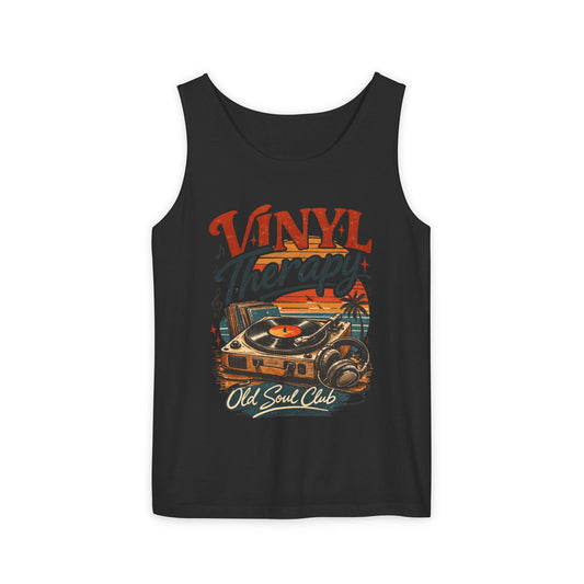 Vinyl Therapy Tank Top — Retro Record Player Music Shirt - Creations by Chris and Carlos