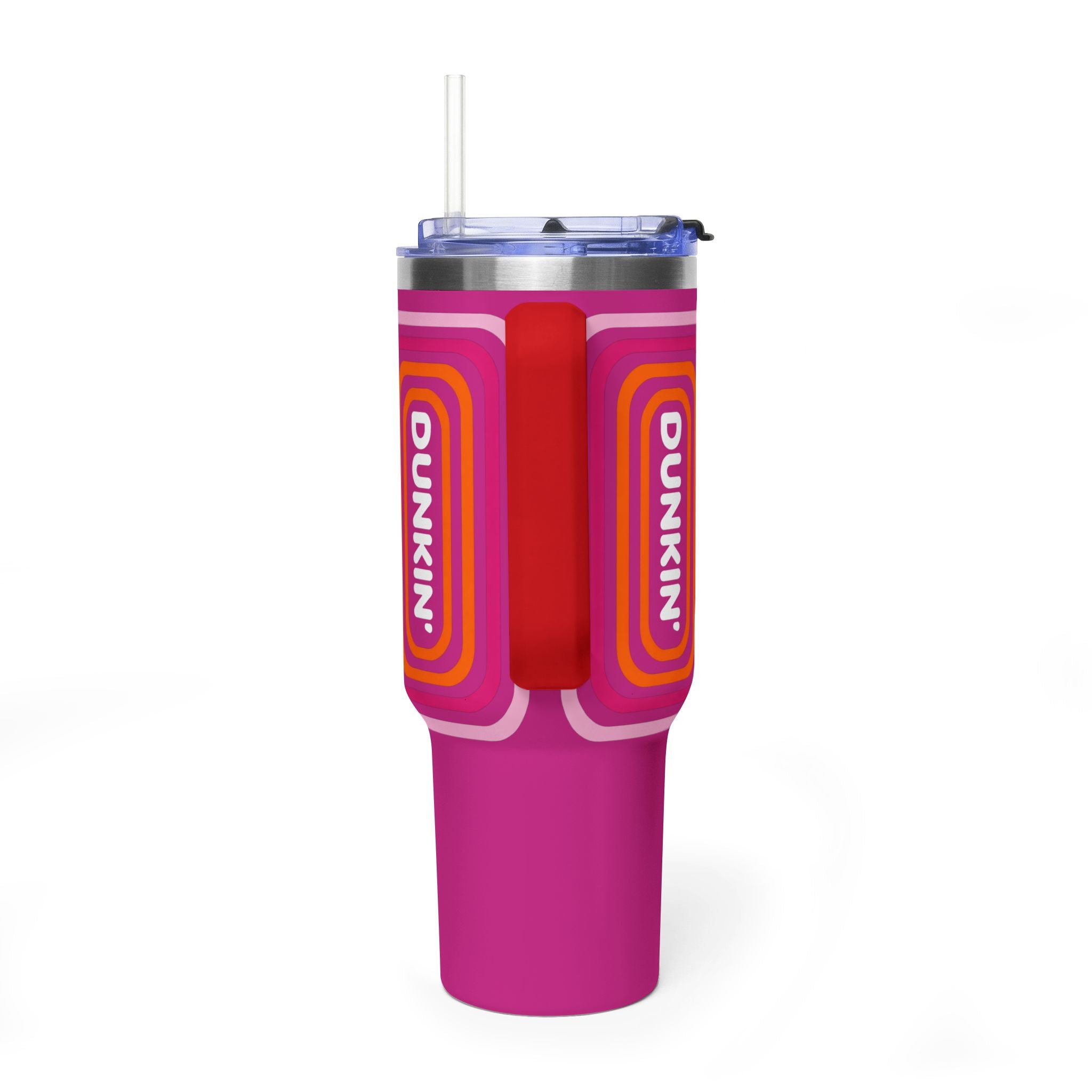 40oz Pink Retro Coffee Tumbler with 'Dunkin' Logo - Creations by Chris and Carlos