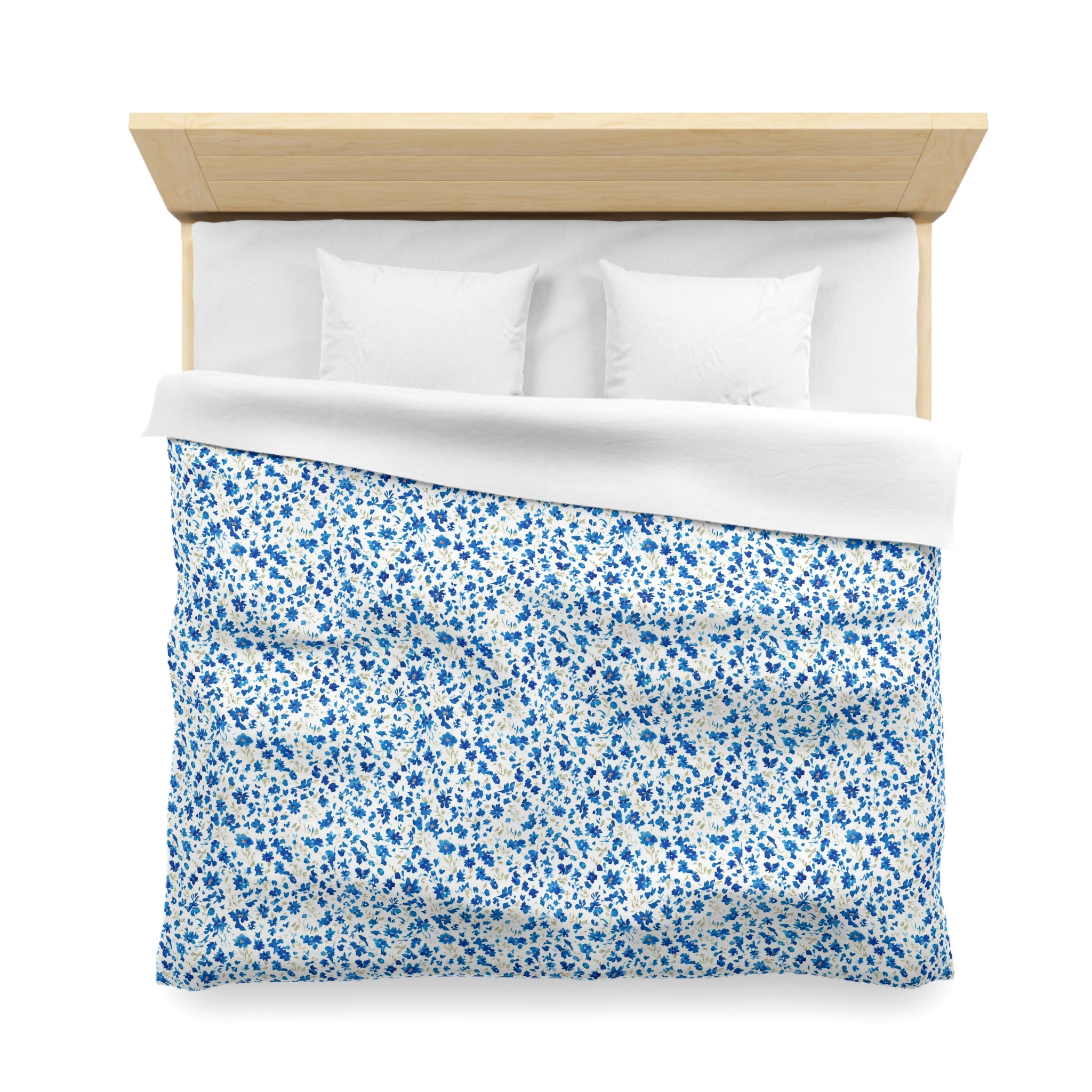 The Artisanal Flora Gallery Blue Ditsy Floral Microfiber Duvet Cover - Creations by Chris and Carlos