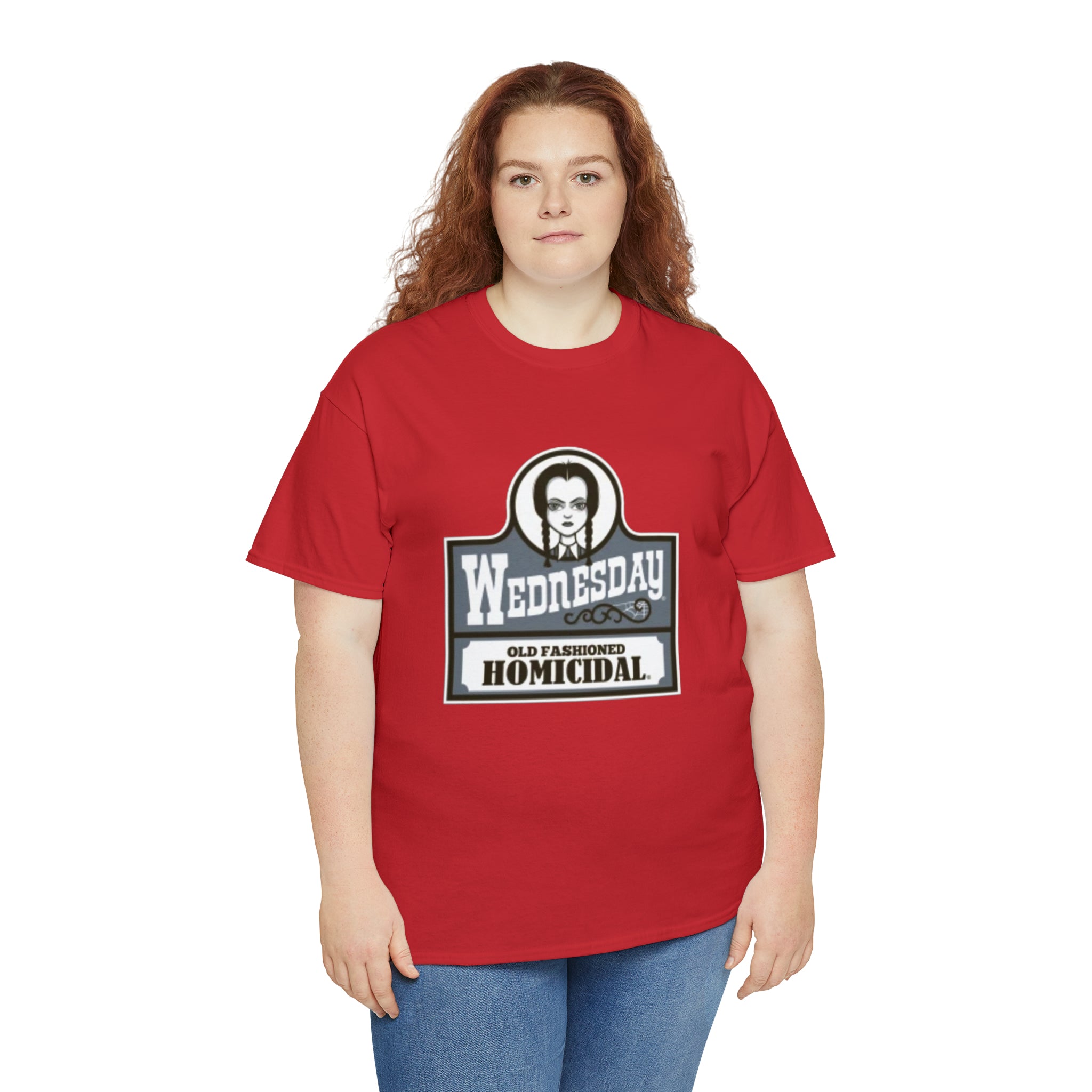 Wednesday- Wendys Unisex Heavy Cotton T-Shirt - Creations by Chris and Carlos