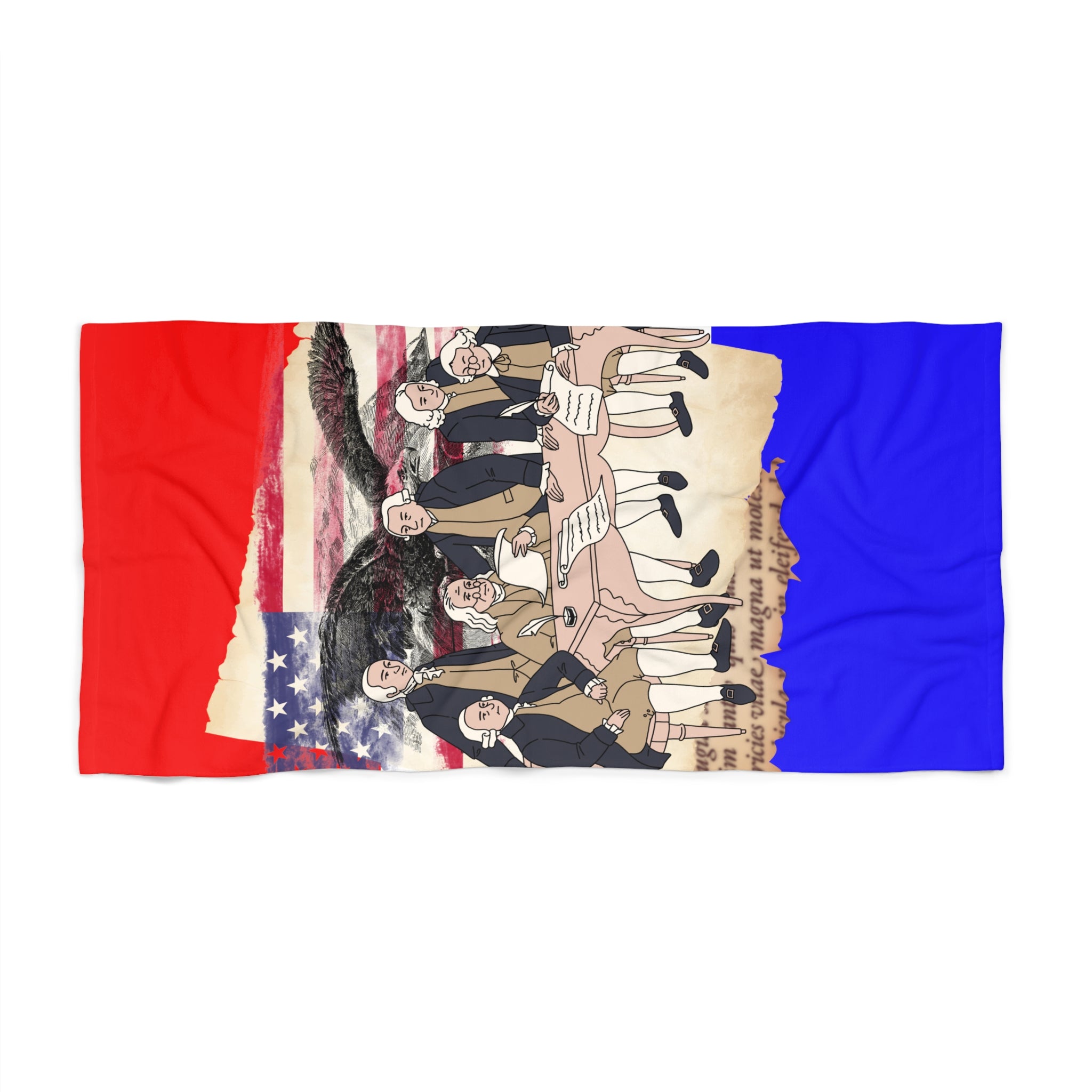 Patriotic Founding Fathers Beach Towel — American Flag Independence Day Pool Towel - Creations by Chris and Carlos