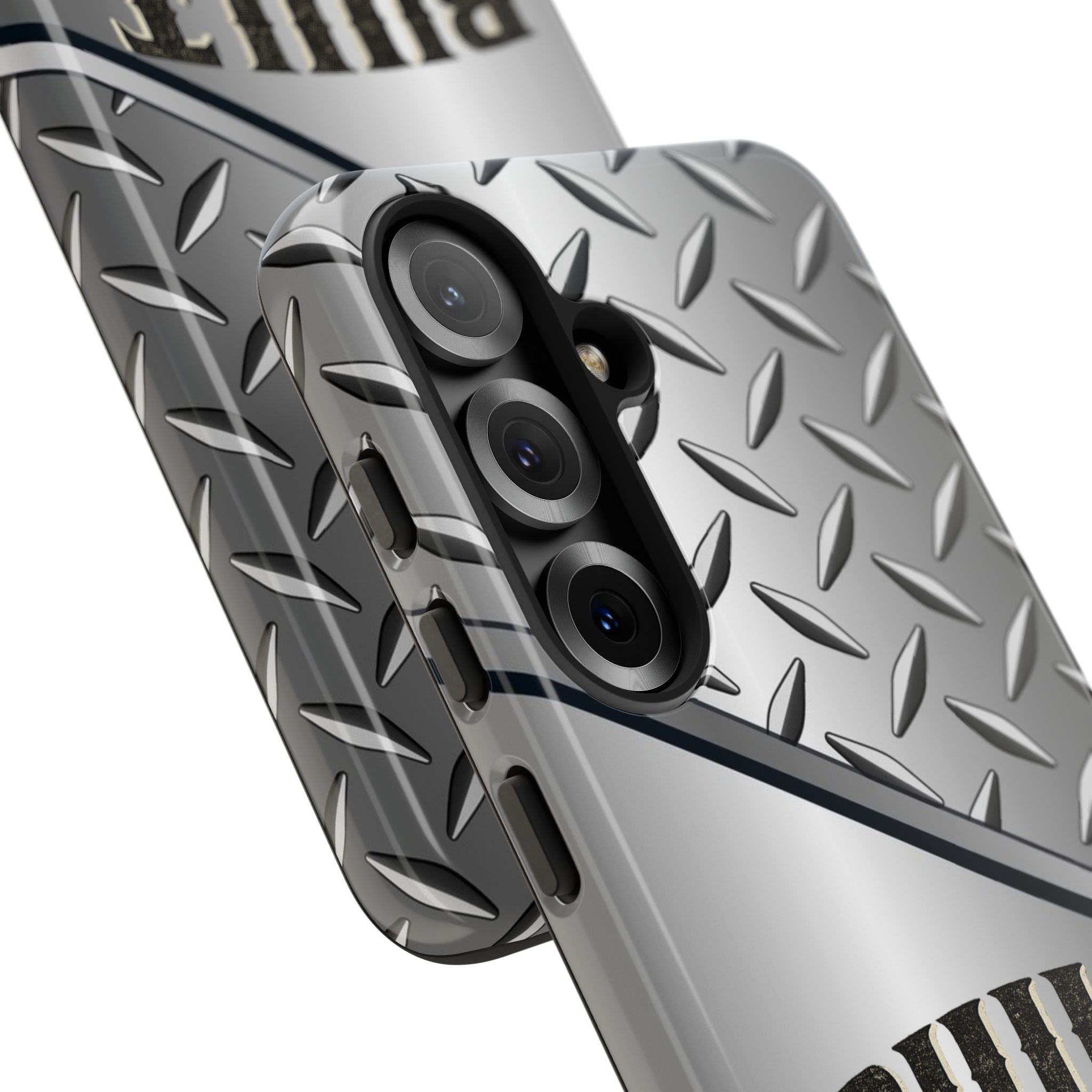 Built Not Bought Metal Diamond-Plate Phone Case — Rugged Tool Lover Gift - Creations by Chris and Carlos