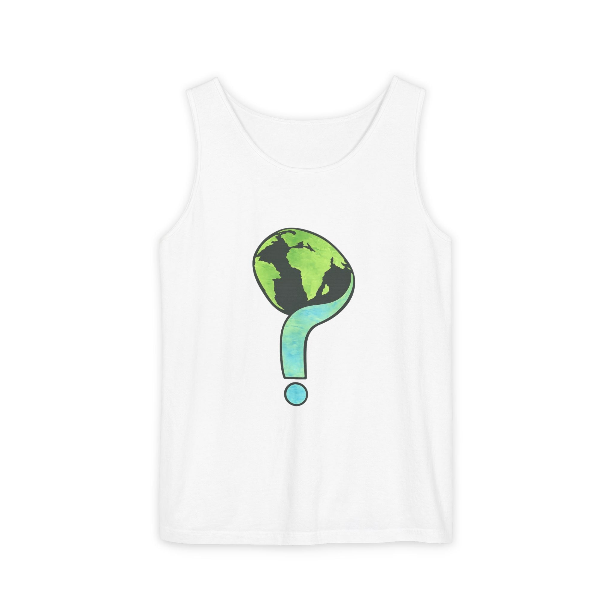 Earth Question Mark Tank Top — Sustainable Planet Graphic Tank - Creations by Chris and Carlos