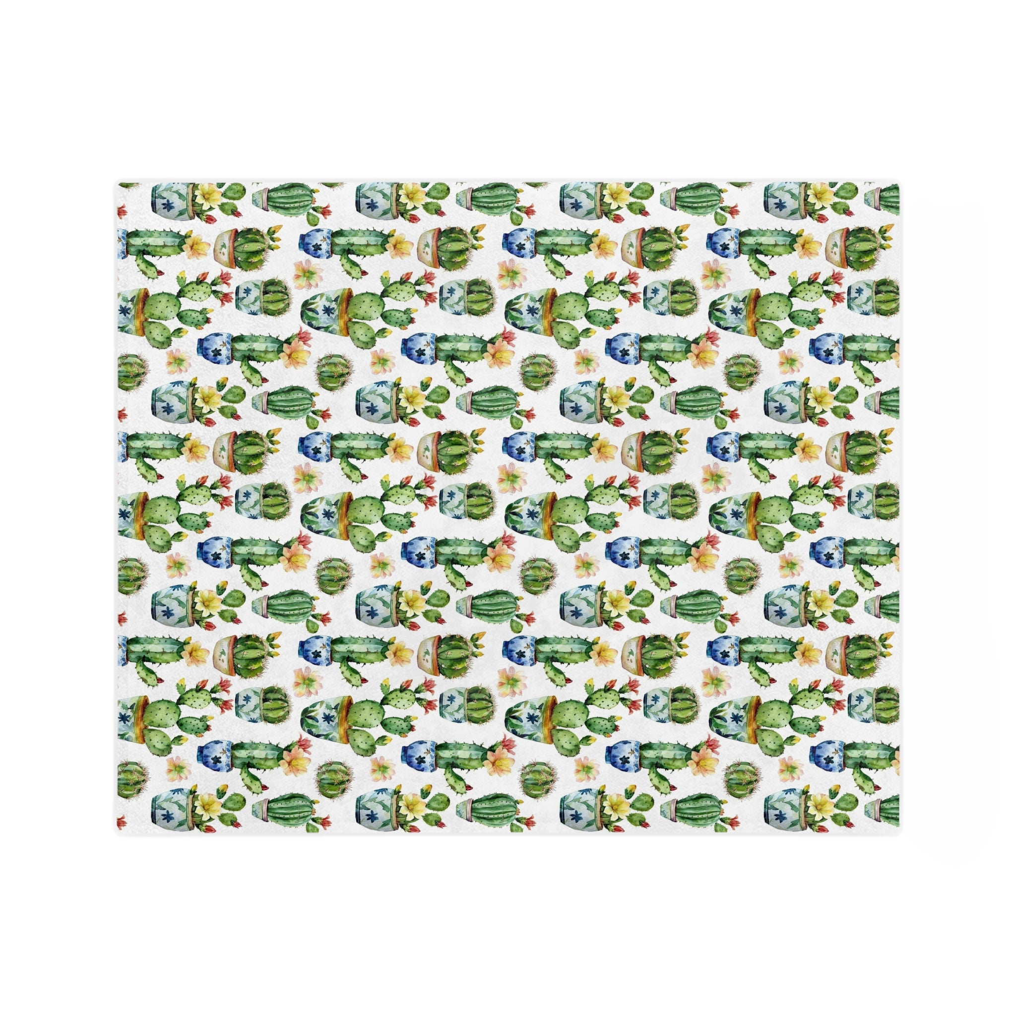 Sol y Alegría (Sun and Joy) Collection- Cactus Succulent Pattern Microfiber Blanket Soft Velveteen Throw for Home & Garden Lovers - Creations by Chris and Carlos