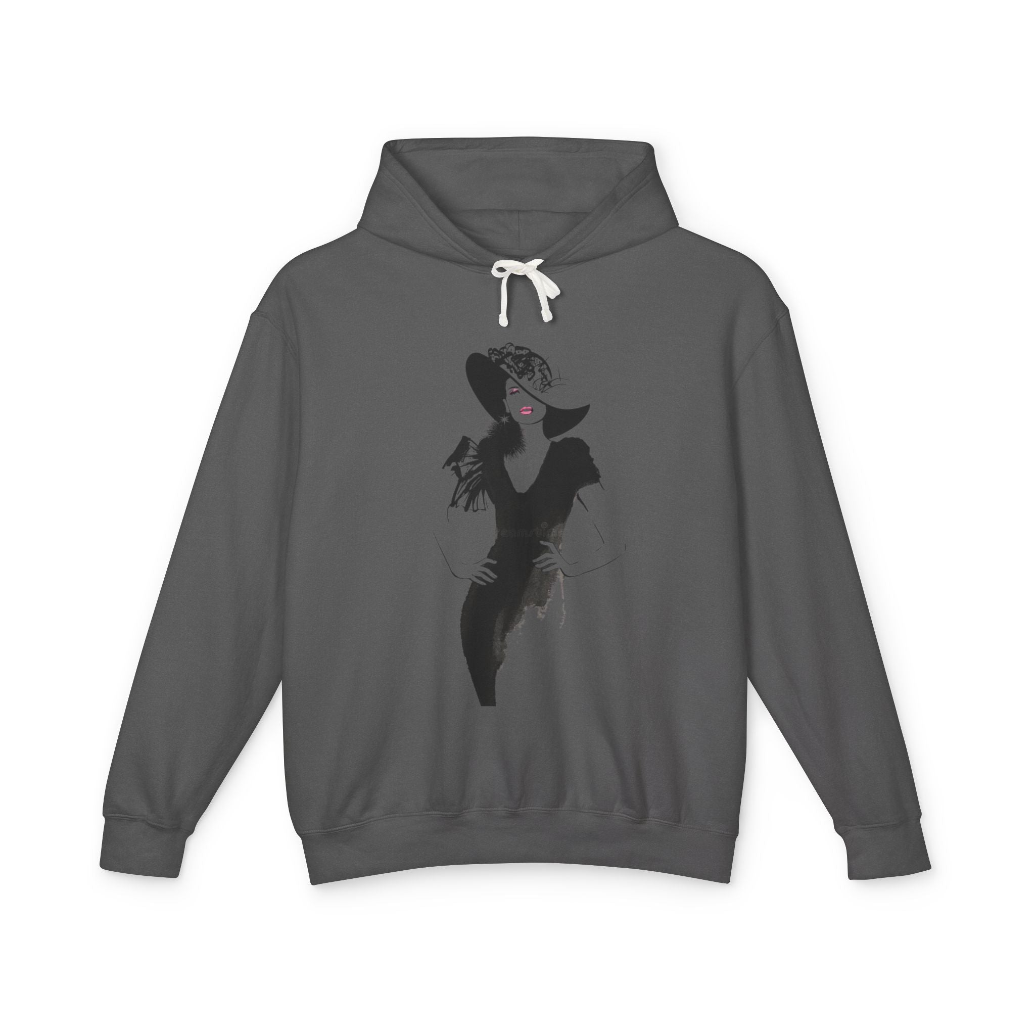 Retro Femme Fashion Hoodie — Vintage Black & White Glamour Illustration - Creations by Chris and Carlos