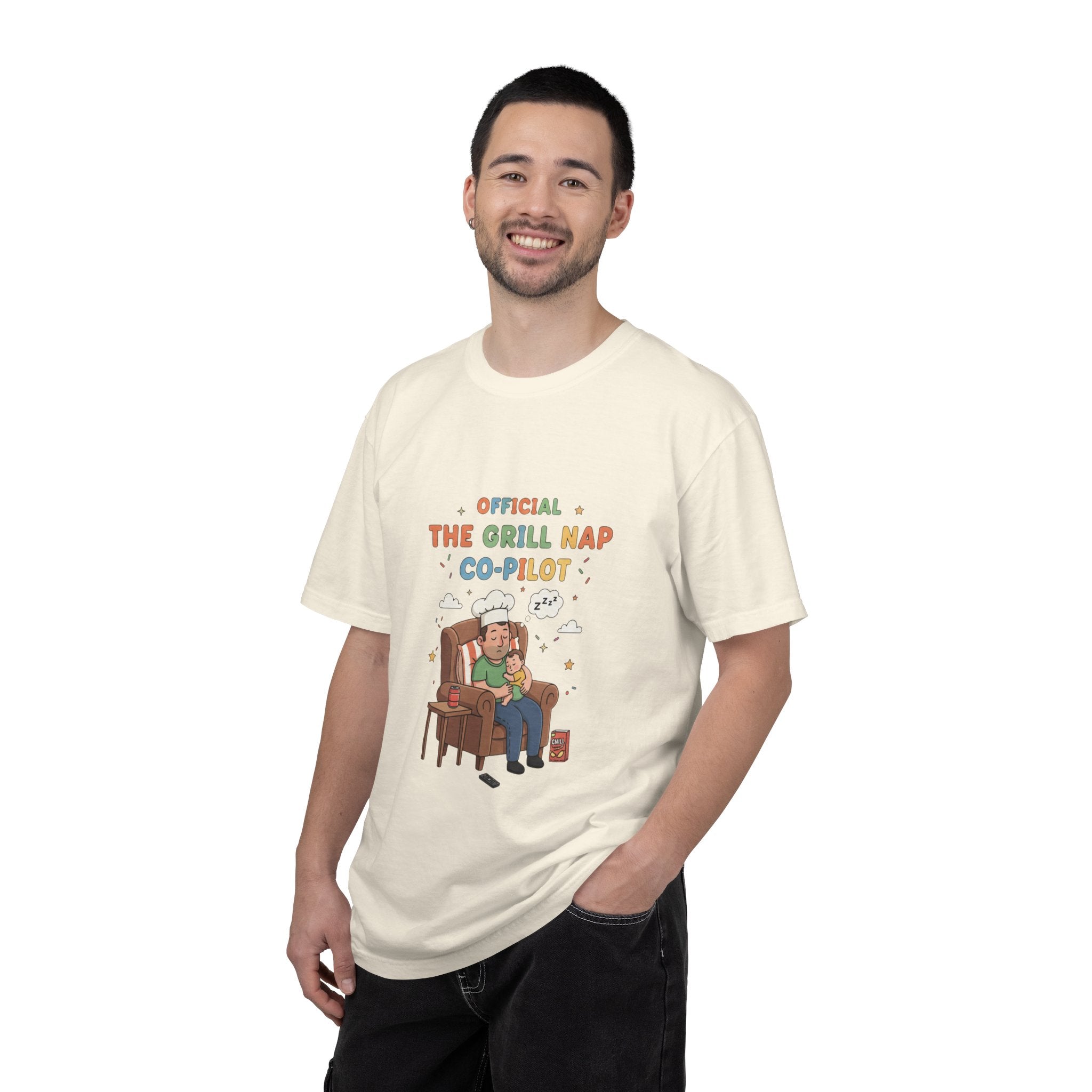 T-Shirt — "Official Grill Nap Co Pilot" Funny Retro Graphic Tee - Creations by Chris and Carlos